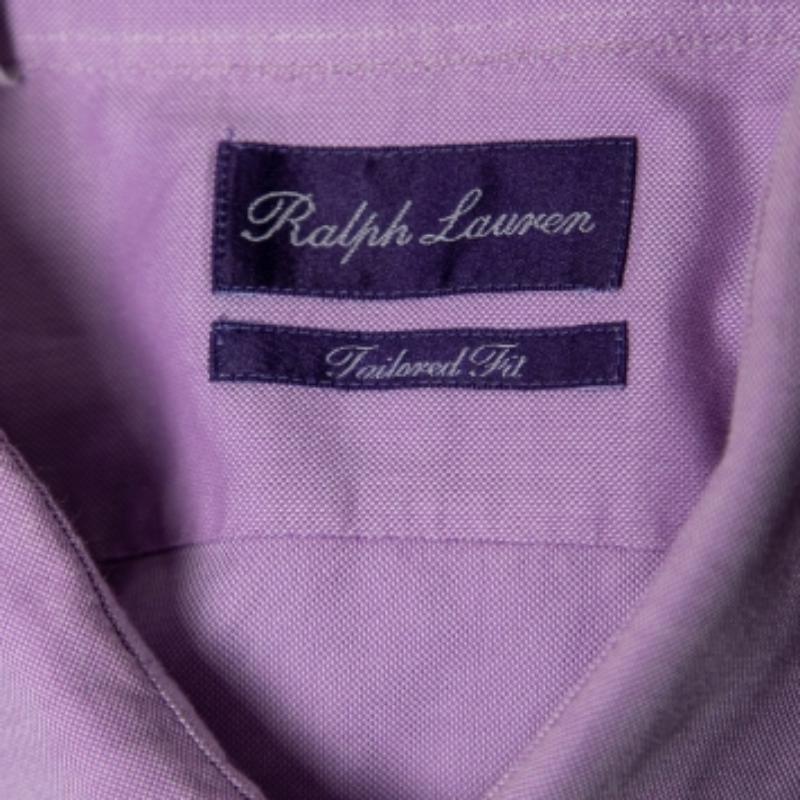 Ralph Lauren Lavender Cotton Logo Embroidered Button Down Shirt S In Fair Condition For Sale In Dubai, Al Qouz 2