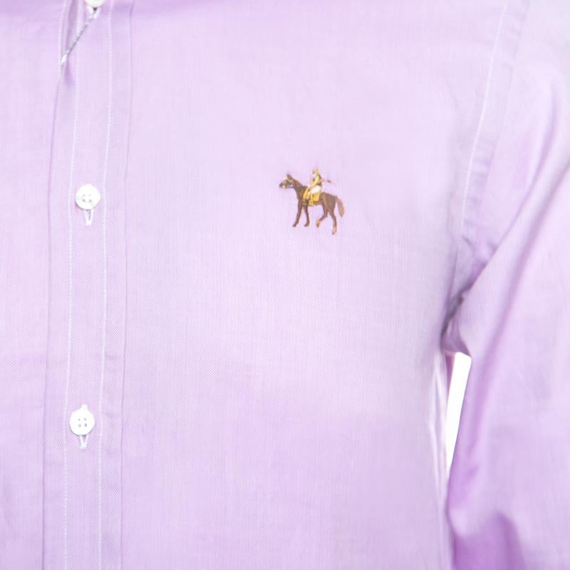 Ralph Lauren Lavender Cotton Logo Embroidered Button Down Shirt S In New Condition In Dubai, Al Qouz 2
