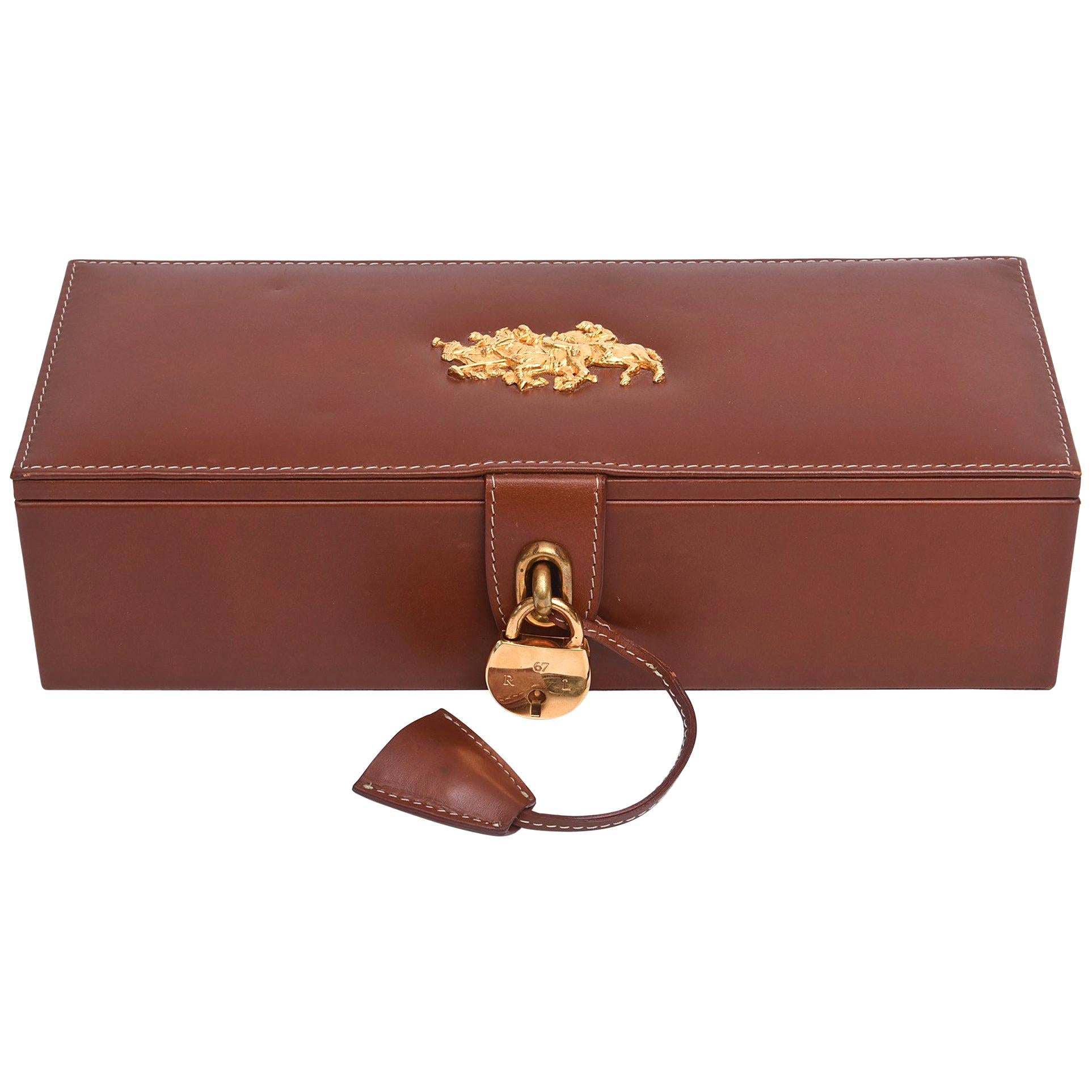 Boîte à montres Polo Ralph Lauren en cuir et plaqué or