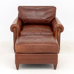 Ralph Lauren Leather Club Armchair & Ottoman