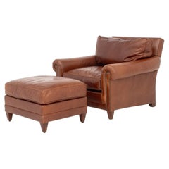 Ralph Lauren Leather Club Armchair & Ottoman