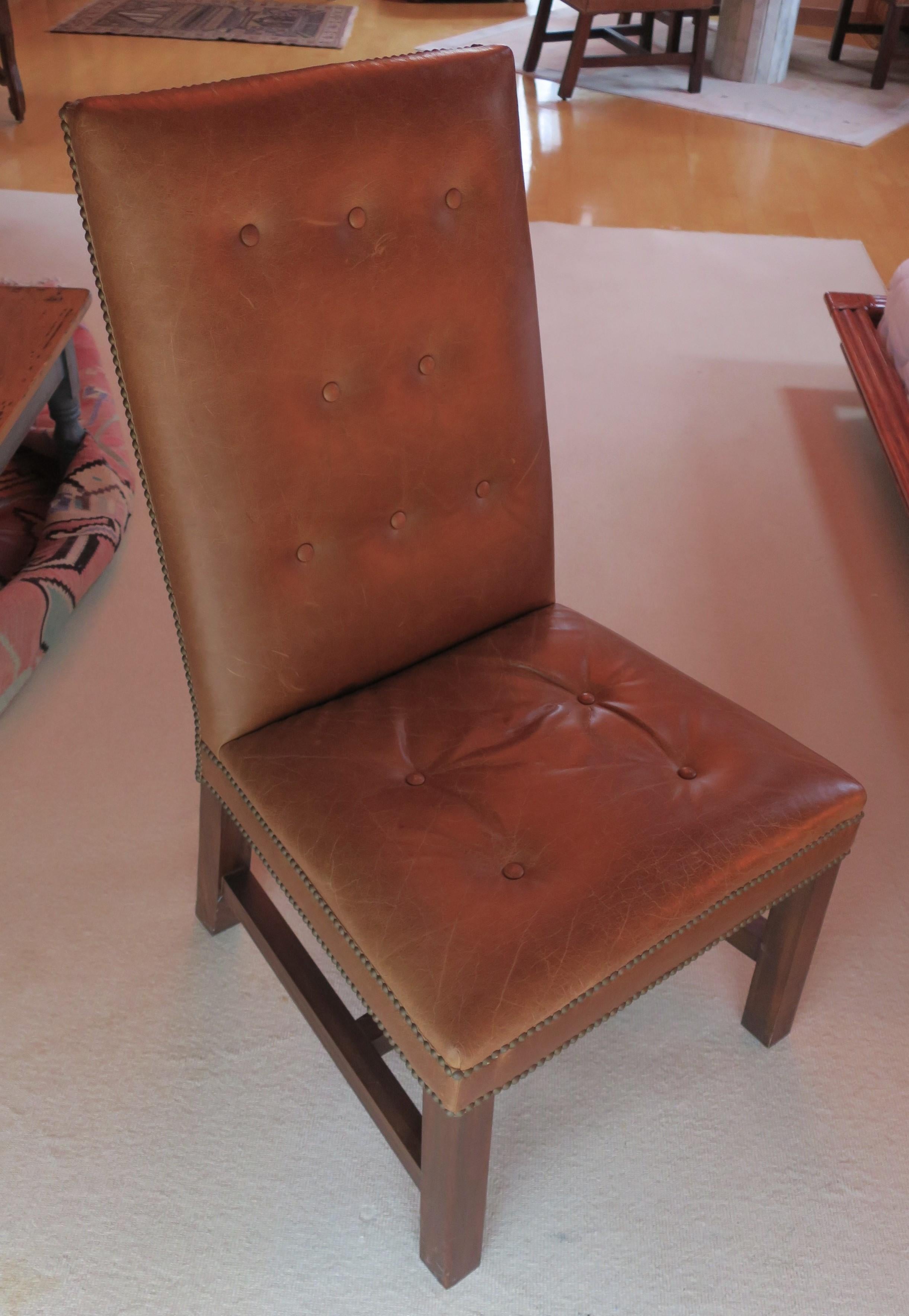 20th Century Ralph Lauren Leather Dining Side Chairs, Set of 6