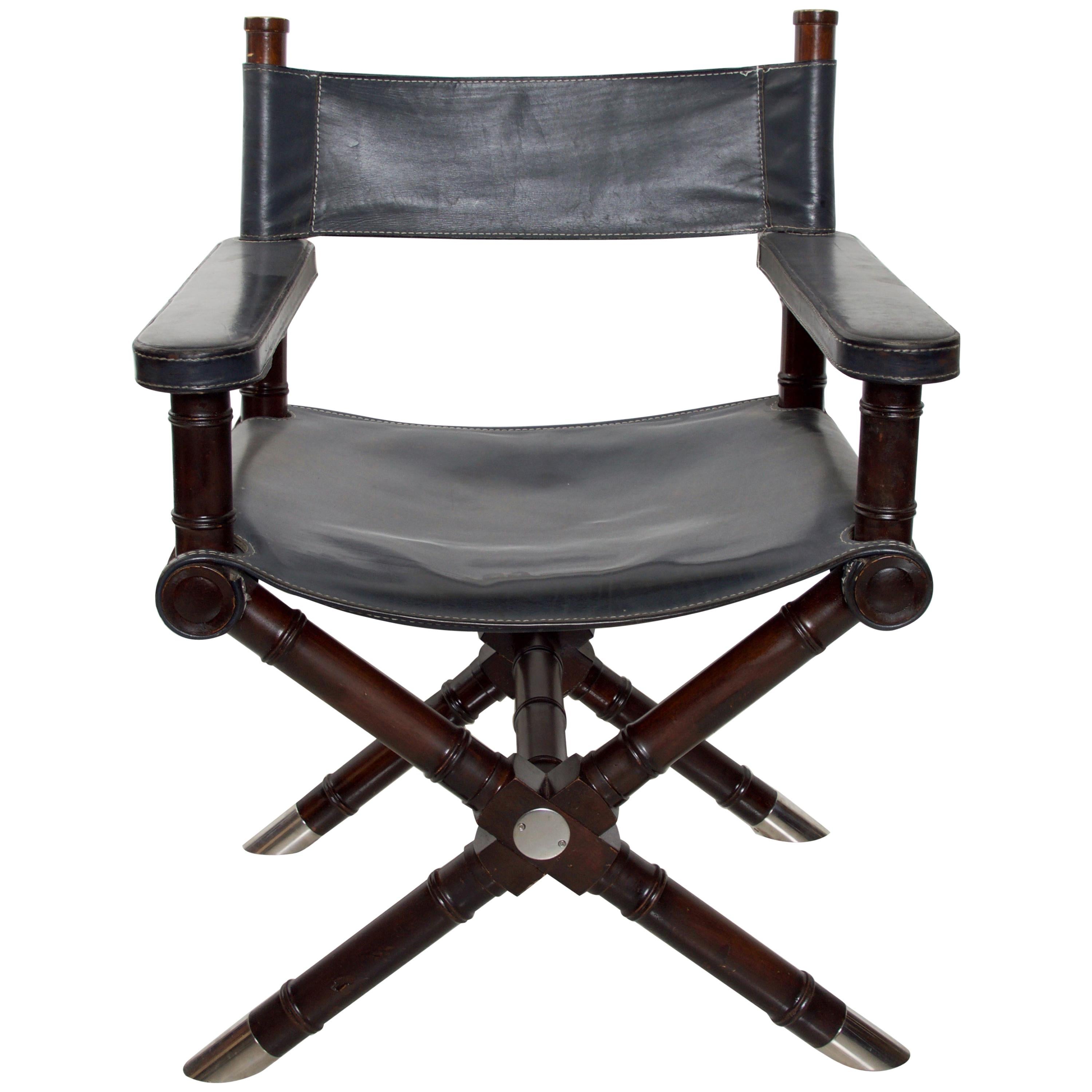 Ralph Lauren Leather Hollywood Director's Chair in Classic Royal Navy Blue