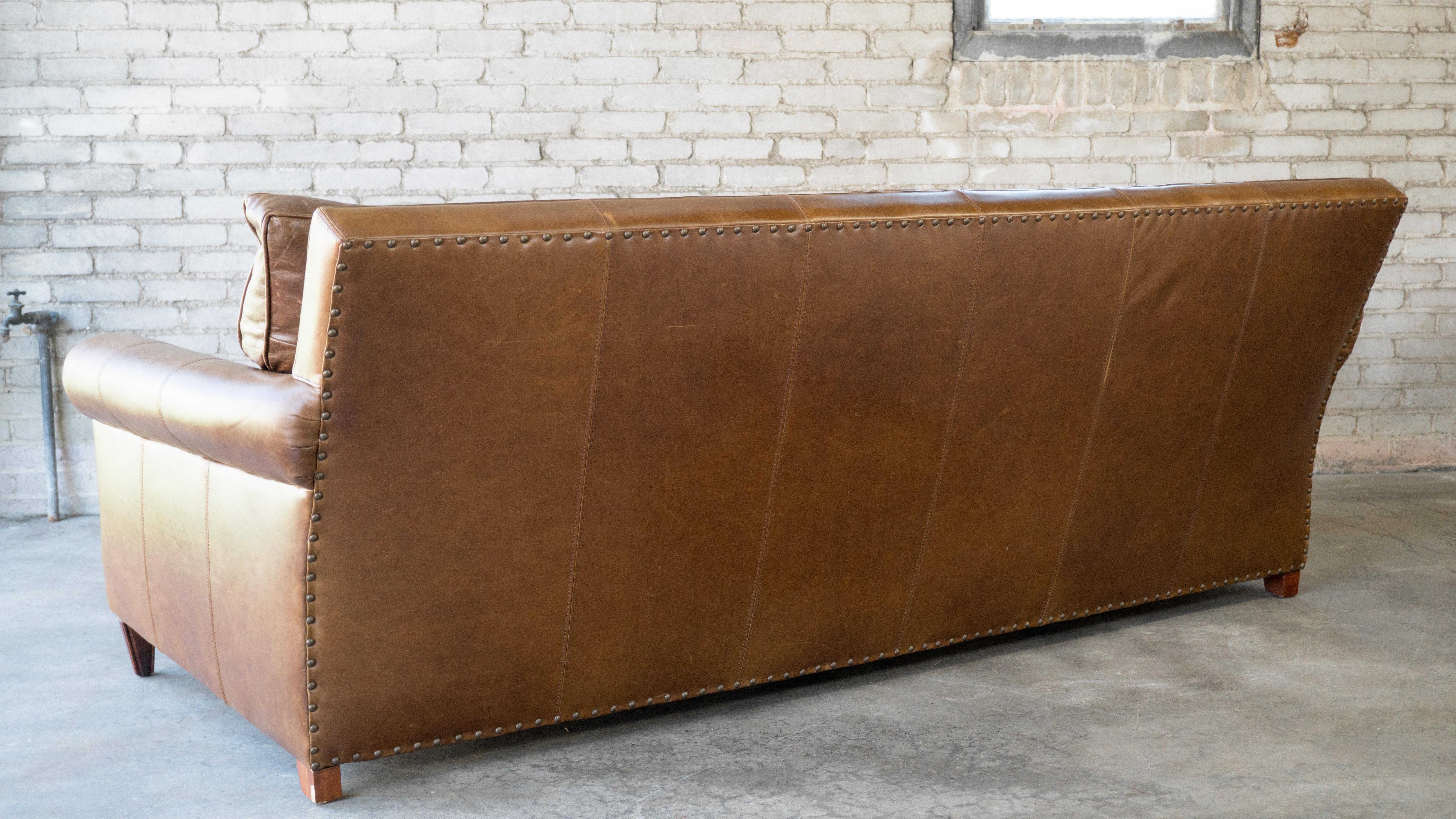 Ralph Lauren Leather MacIntyre Sofa For Sale 4