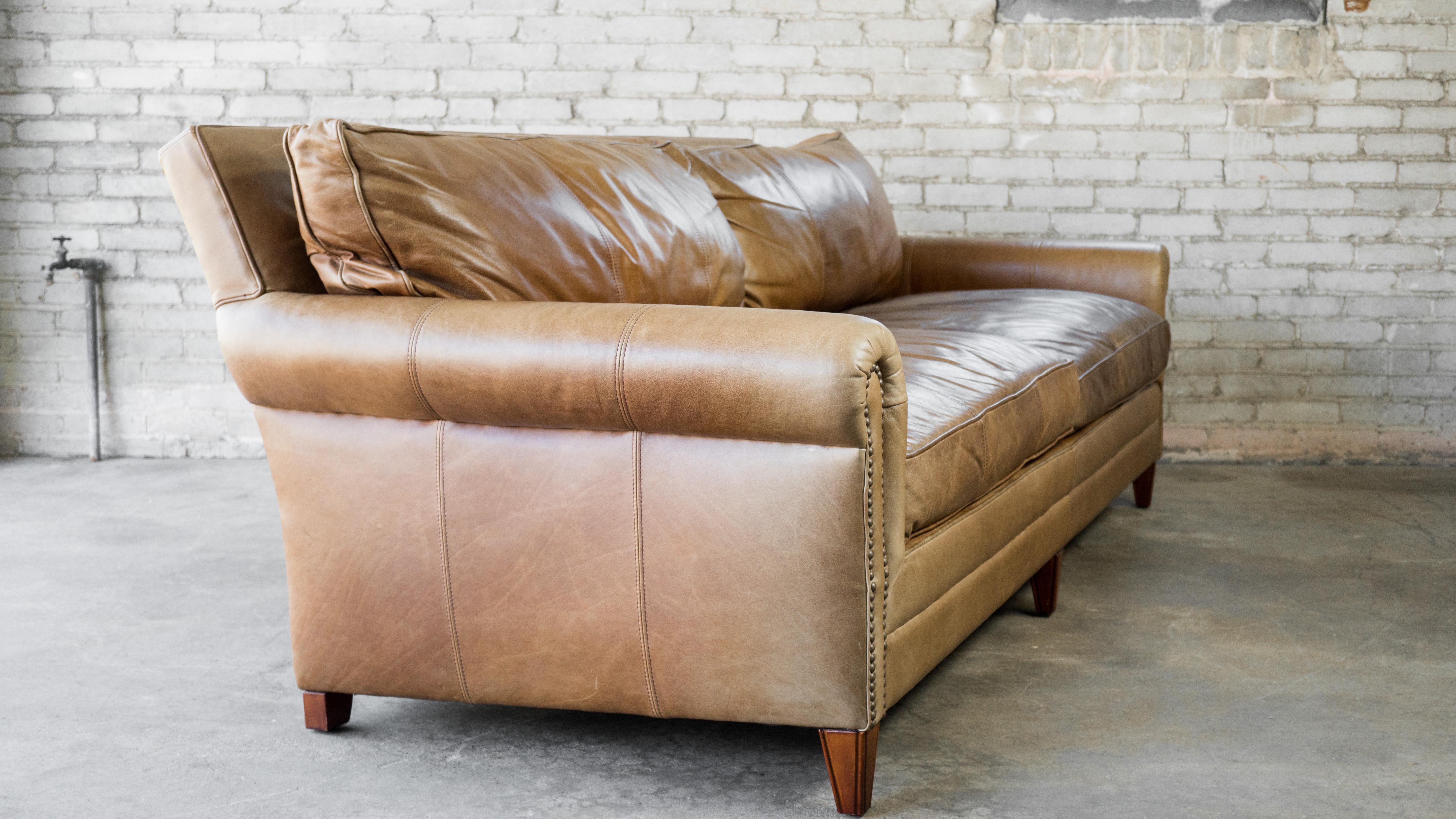 Ralph Lauren Leather MacIntyre Sofa For Sale 5