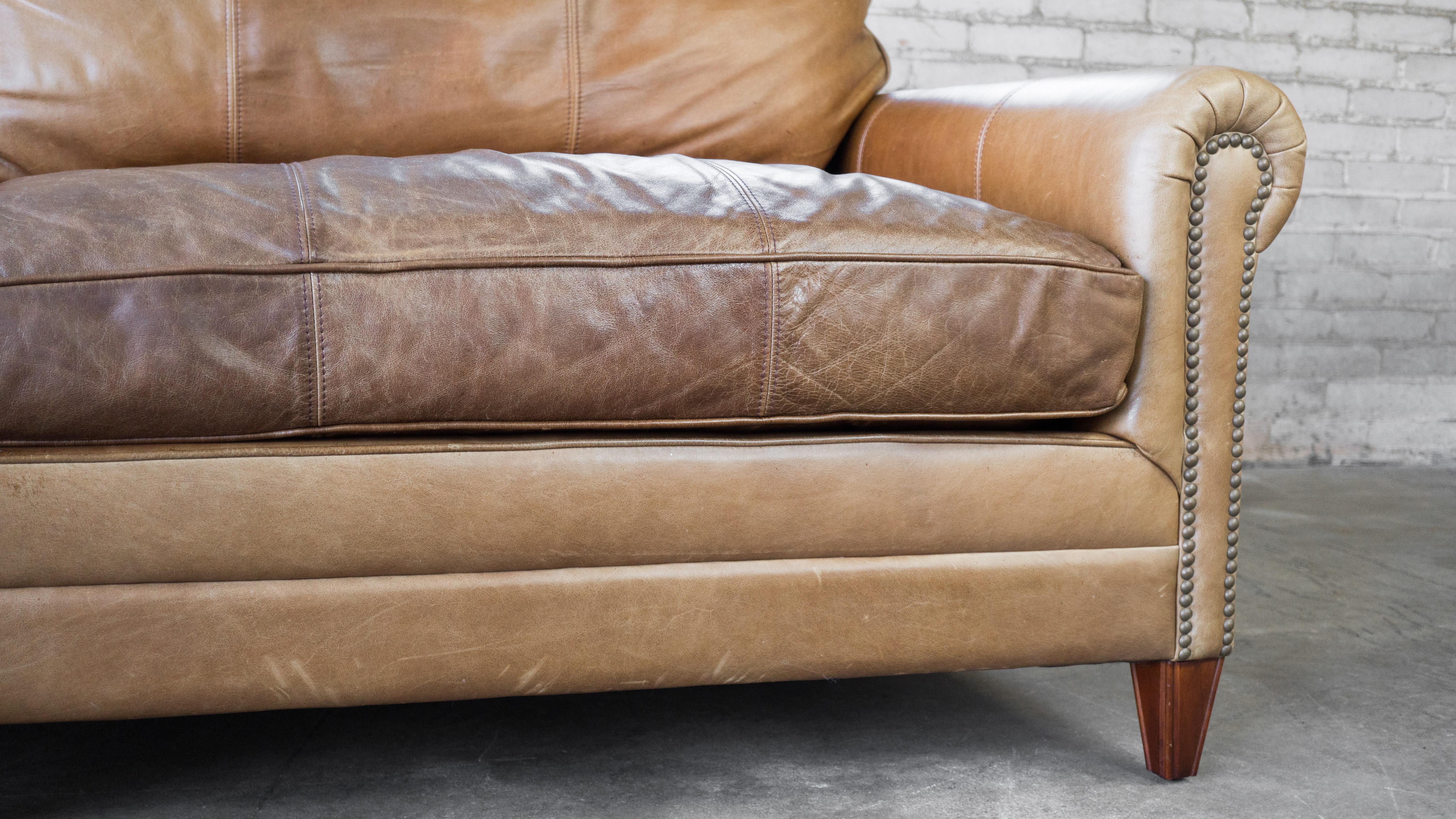 Contemporary Ralph Lauren Leather MacIntyre Sofa For Sale