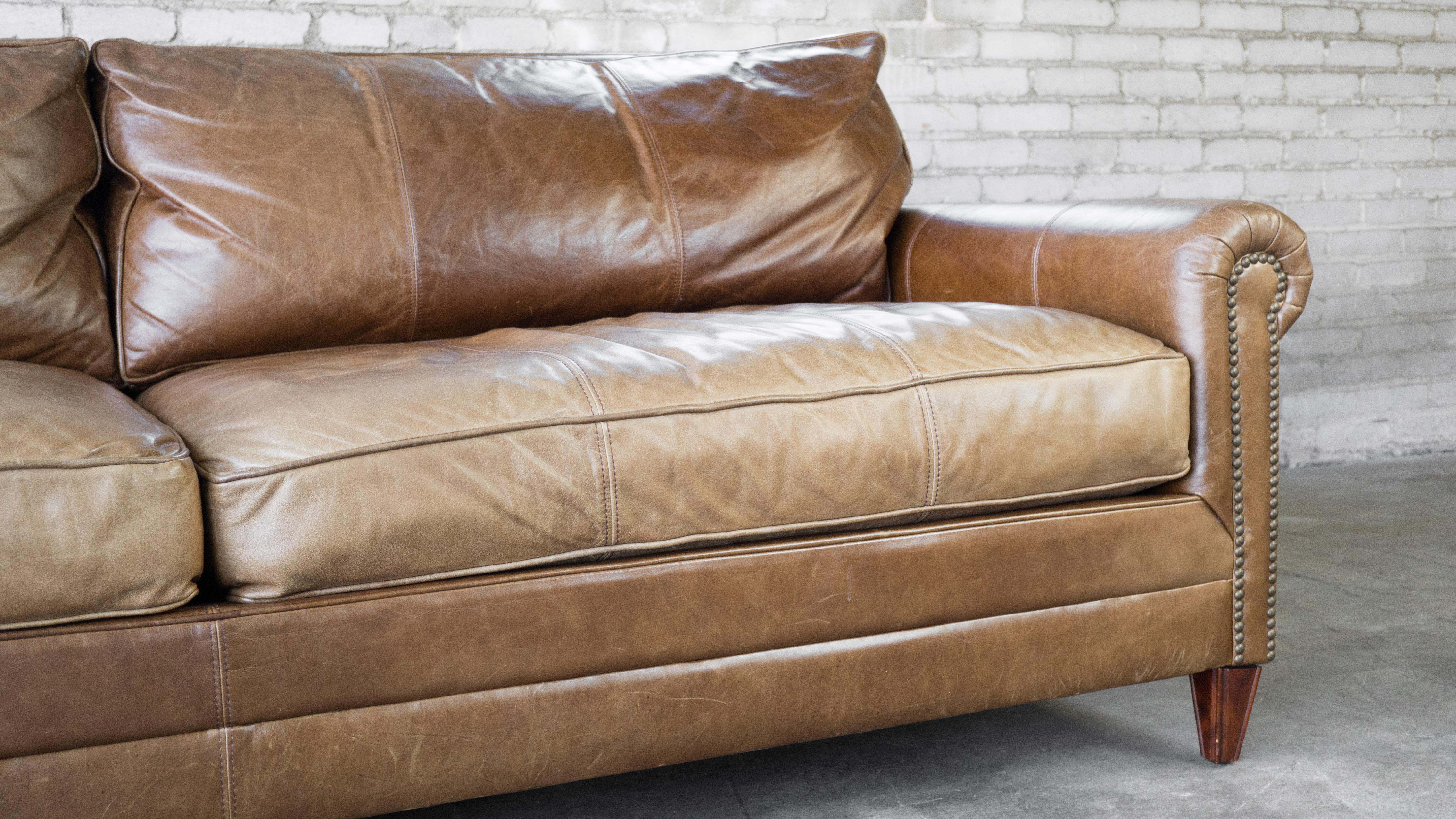 Ralph Lauren Leather MacIntyre Sofa For Sale 1