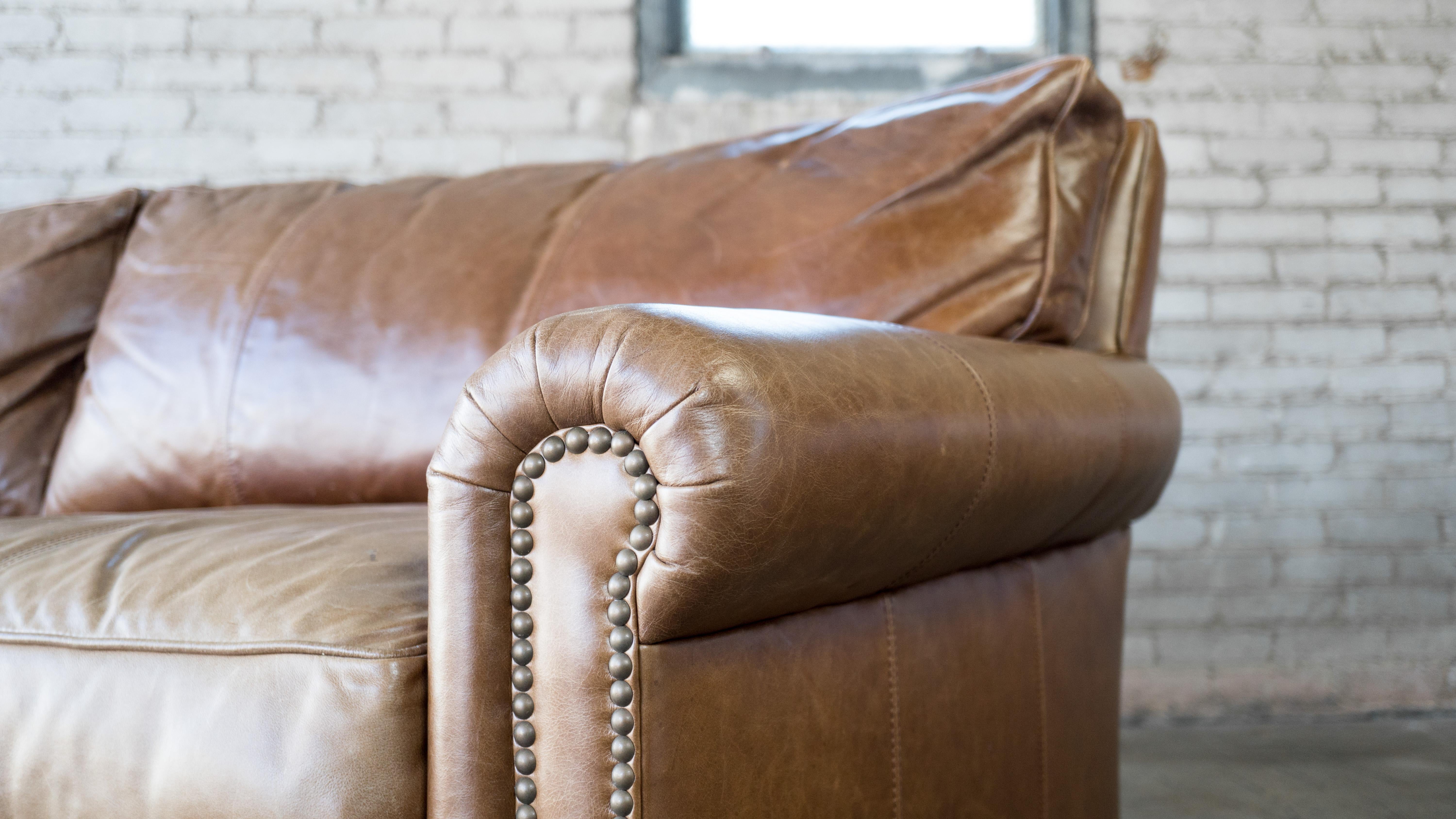 Ralph Lauren Leather MacIntyre Sofa For Sale 2