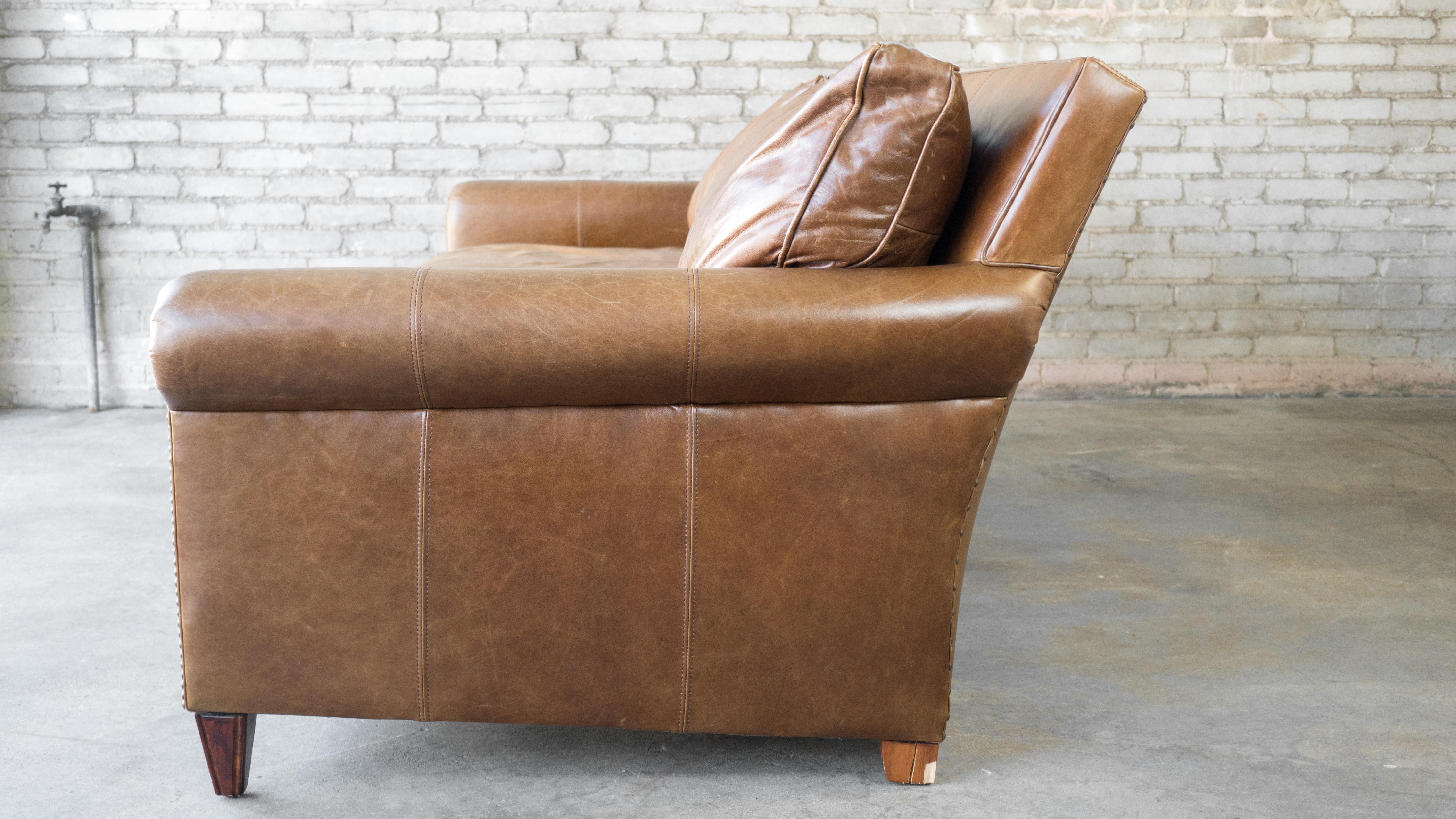 Ralph Lauren Leather MacIntyre Sofa For Sale 4