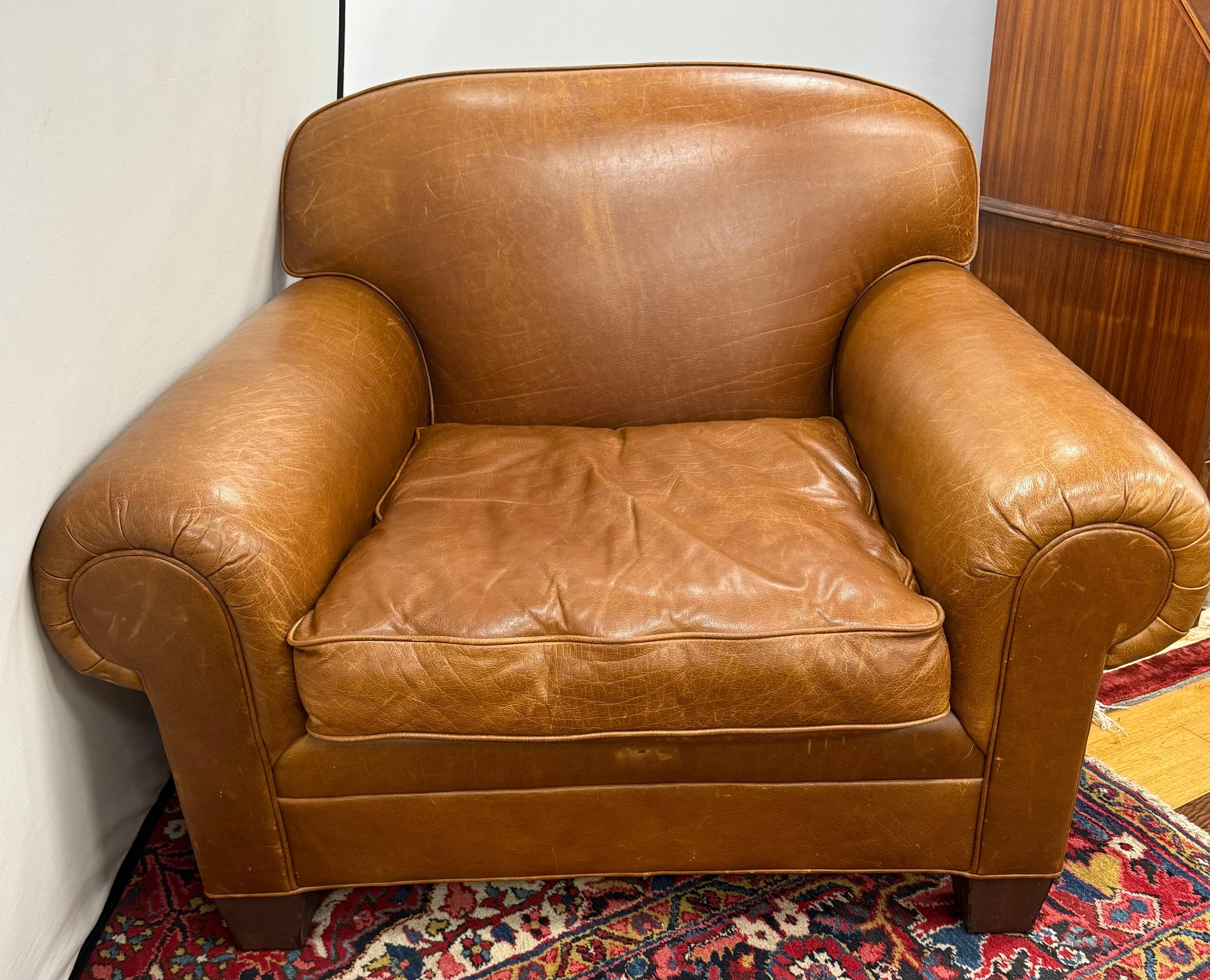 Ralph Lauren Lesesessel aus Leder und passender Ottoman im Angebot 7