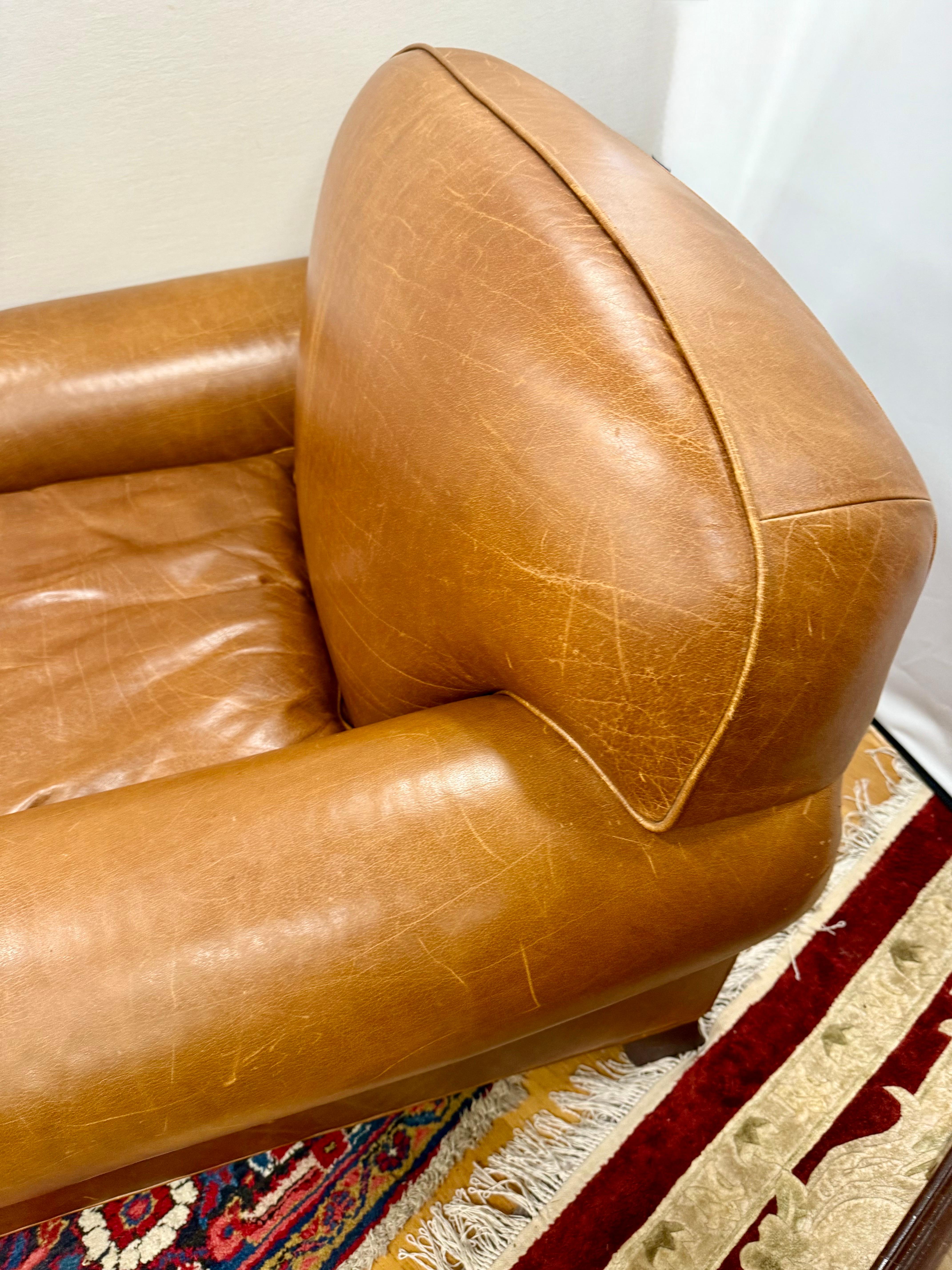 Ralph Lauren Lesesessel aus Leder und passender Ottoman im Angebot 8