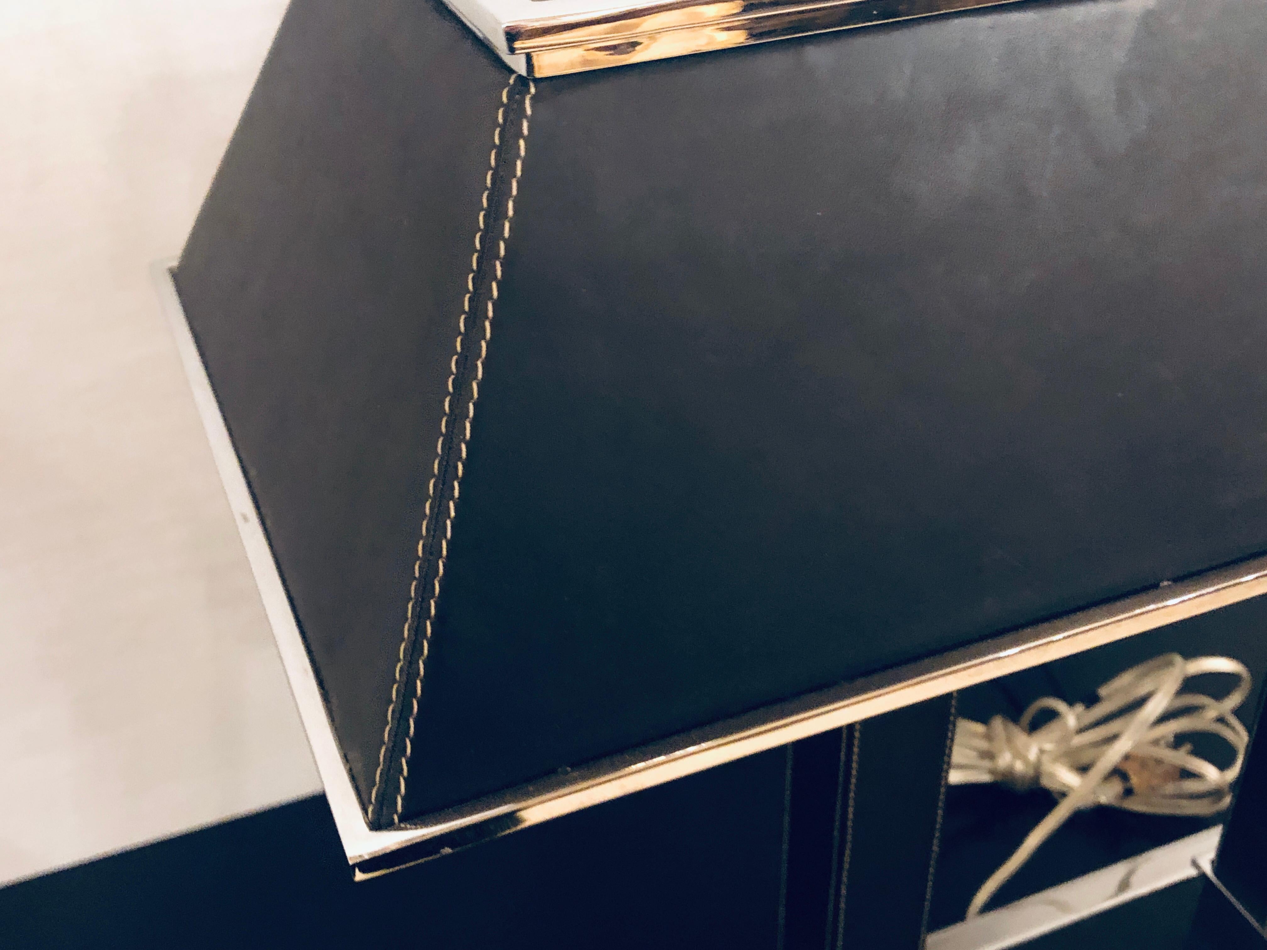 Hollywood Regency Ralph Lauren Leather Wrapped Chrome Framed Table or Banker Desk Lamp