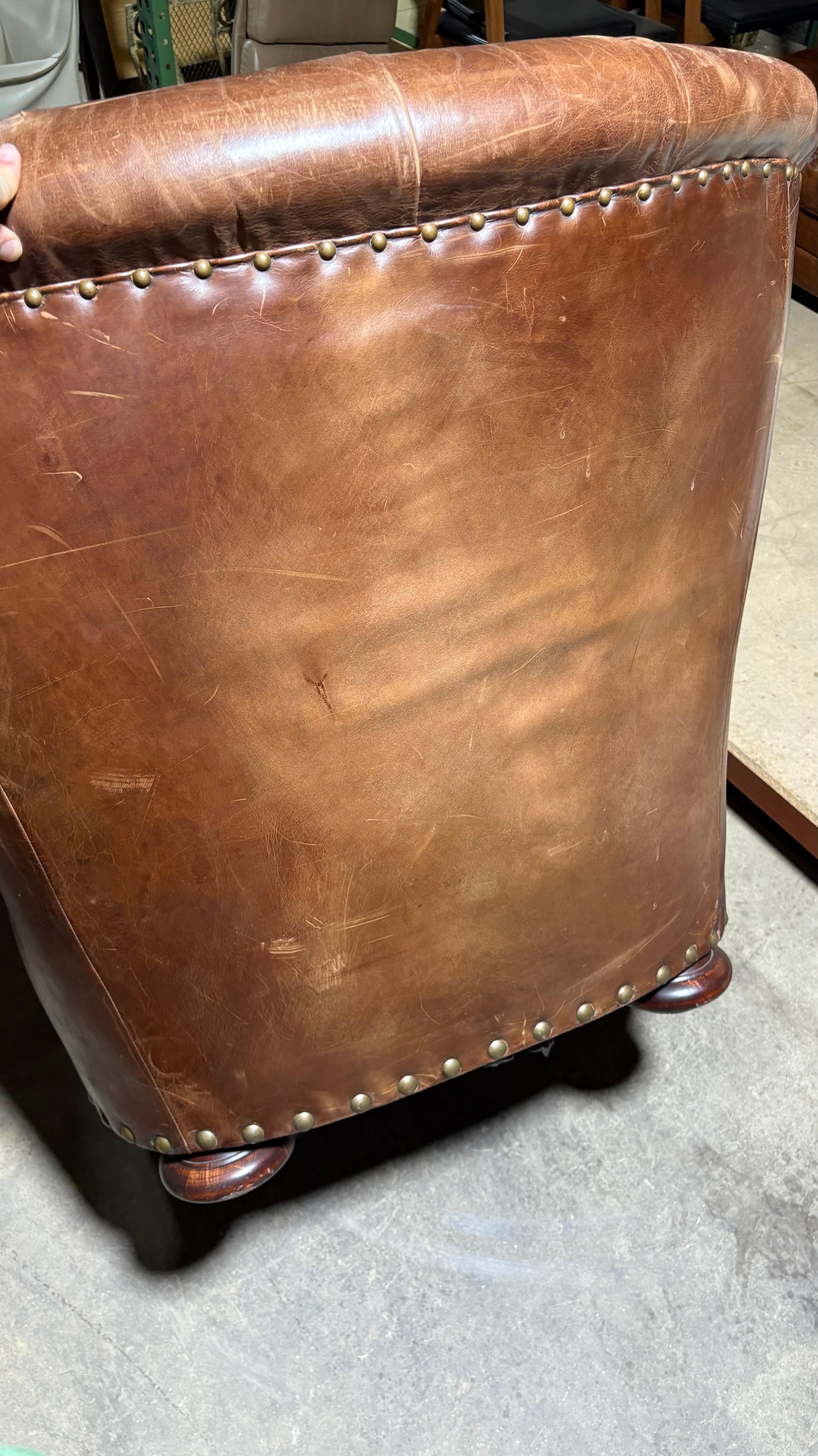 Ralph Lauren Leather Writer’s Chair and Ottoman For Sale 2