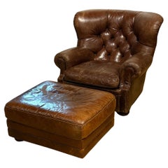 Ralph Lauren Leather Writer’s Chair and Ottoman