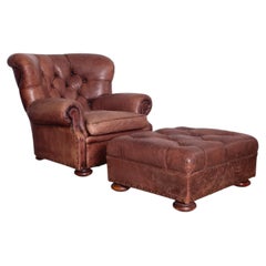 Ralph Lauren Leather Writer's Chair and Ottoman