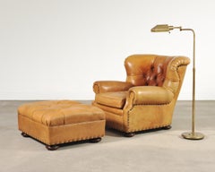 Ralph Lauren Leather Writer's Chair with Matching Ottoman