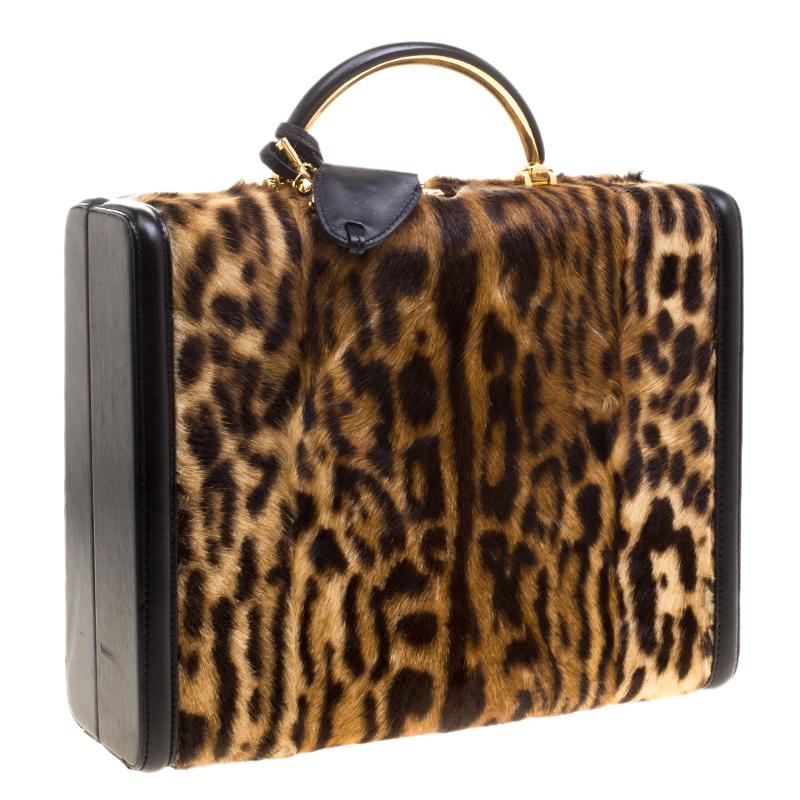 Cartera de piel de becerro con estampado de leopardo Ralph Lauren en Bueno Estado en Dubai, Al Qouz 2
