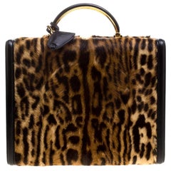 Ralph Lauren Leopard Print Calfhair Satchel