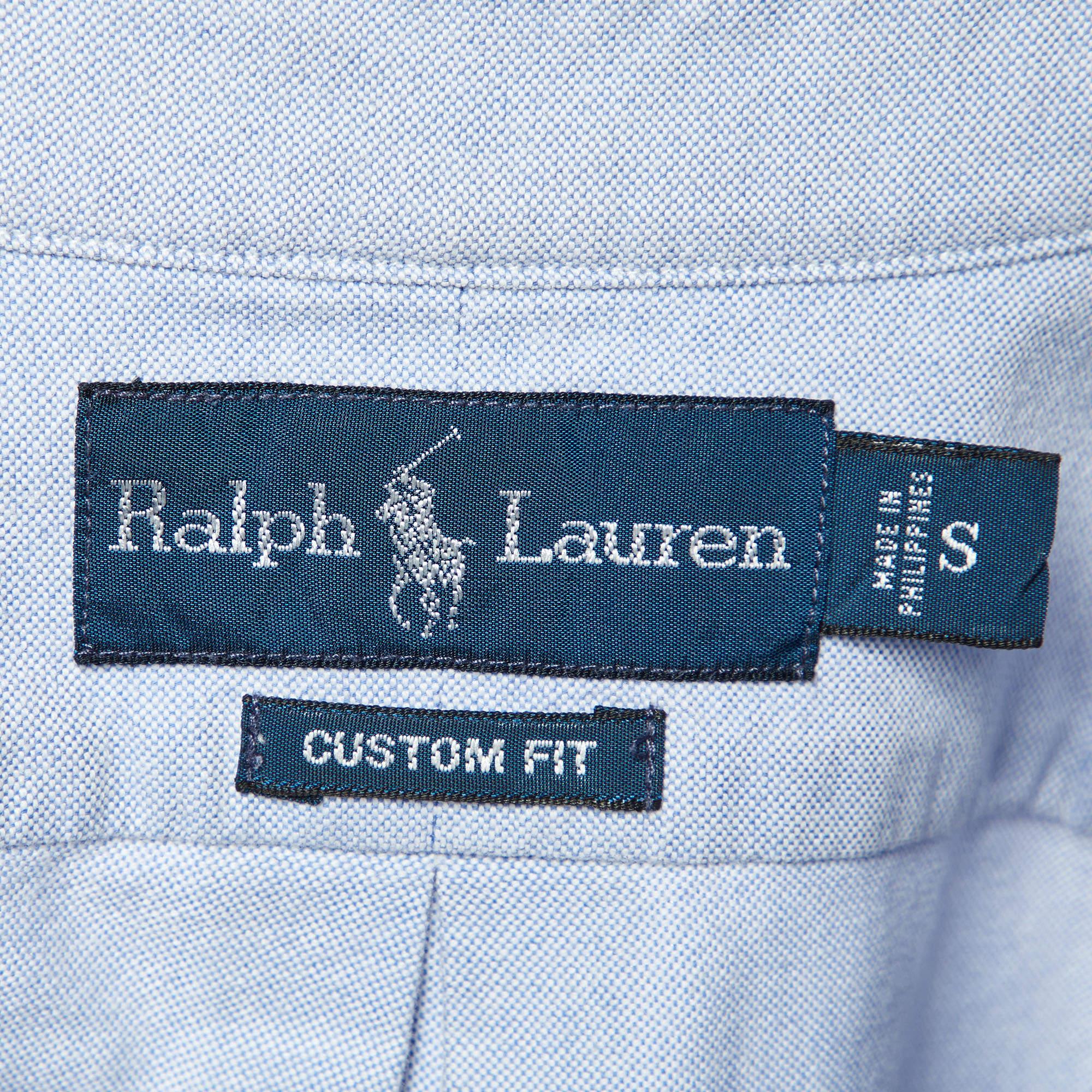 Men's Ralph Lauren Light Blue Cotton Custom Fit Button Down Shirt S For Sale