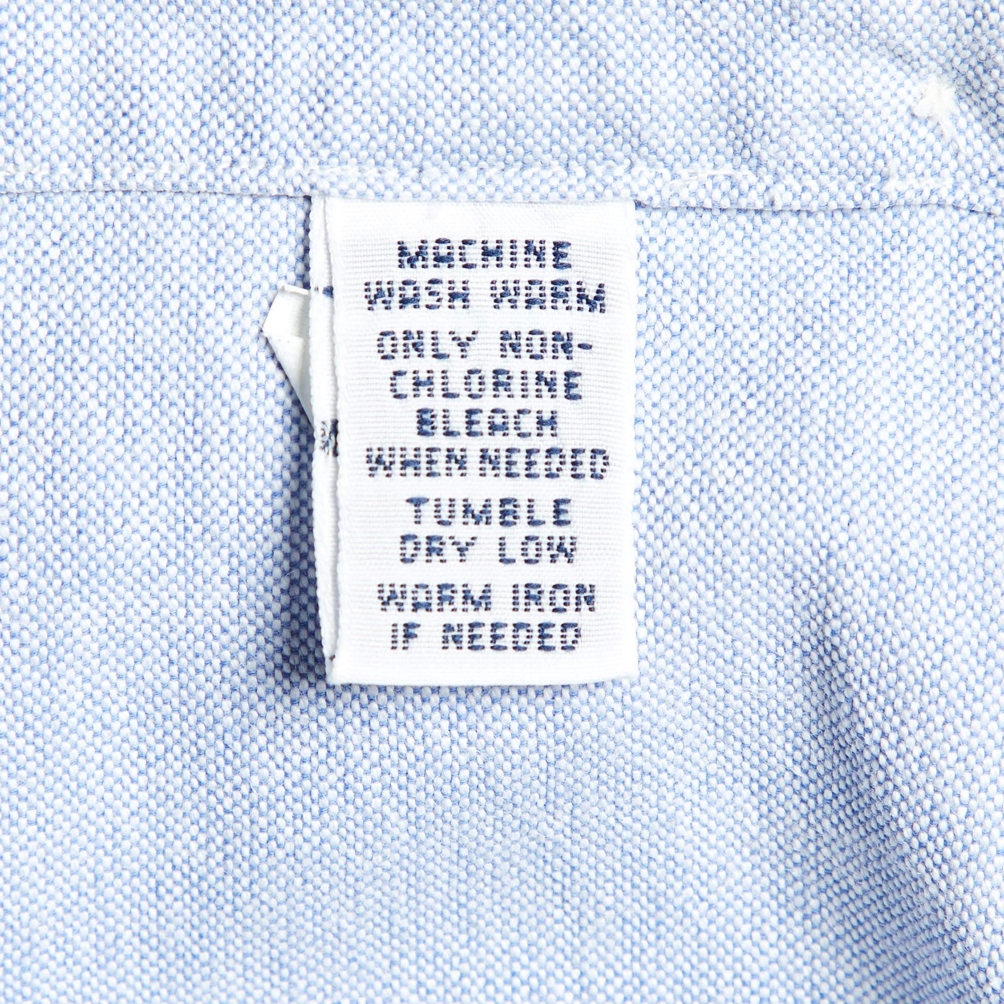 Ralph Lauren Light Blue Cotton Custom Fit Button Down Shirt S For Sale 2