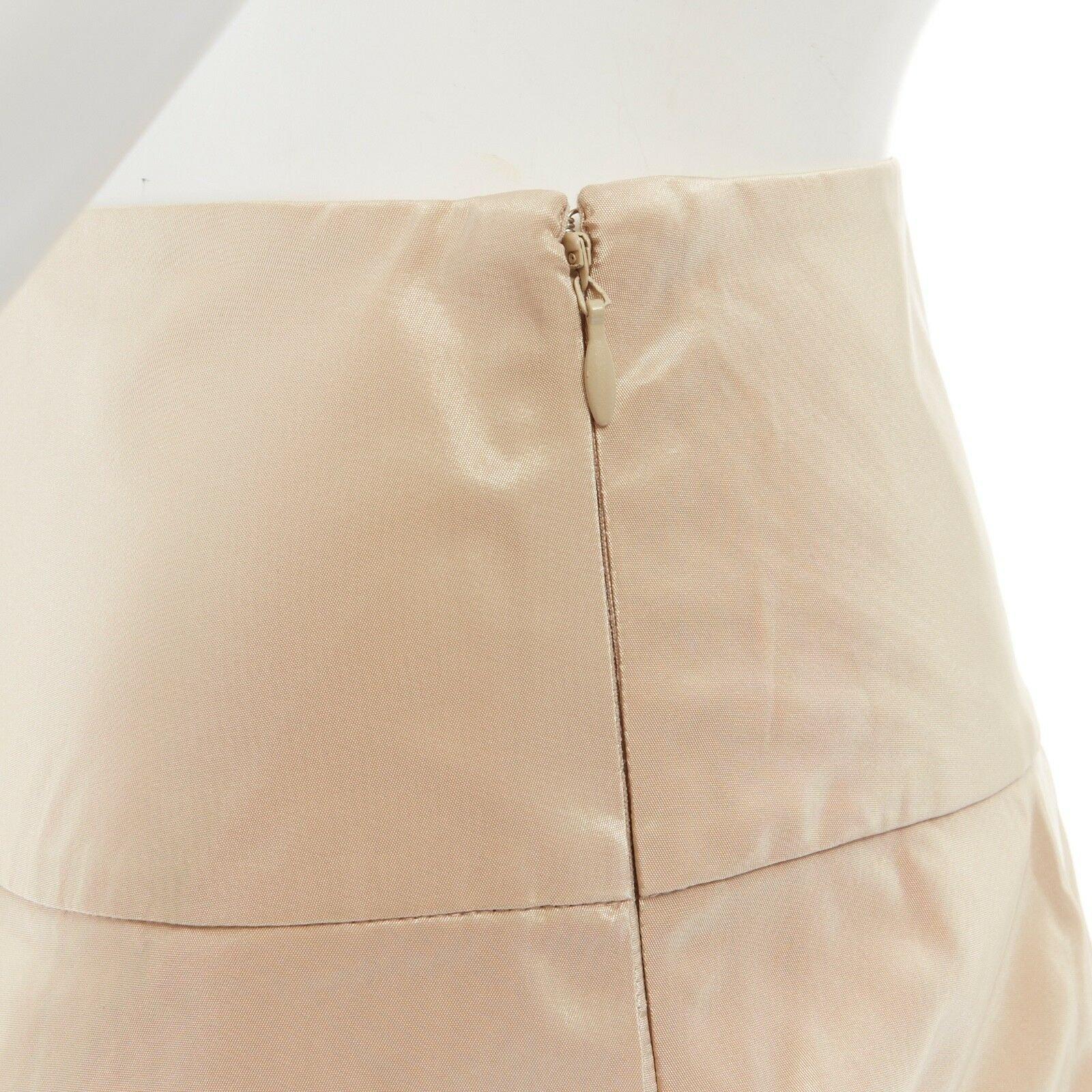 RALPH LAUREN light gold polyester silk blend pleated flared cocktail skirt US2 S In Good Condition In Hong Kong, NT