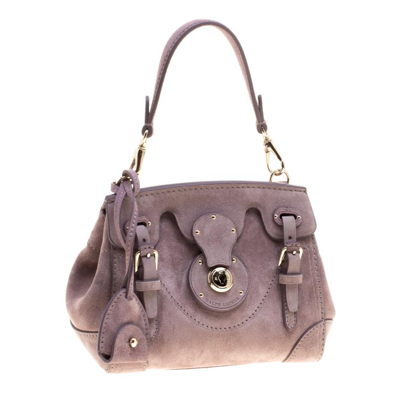 Gray Ralph Lauren Lilac Suede Ricky Crossbody Bag