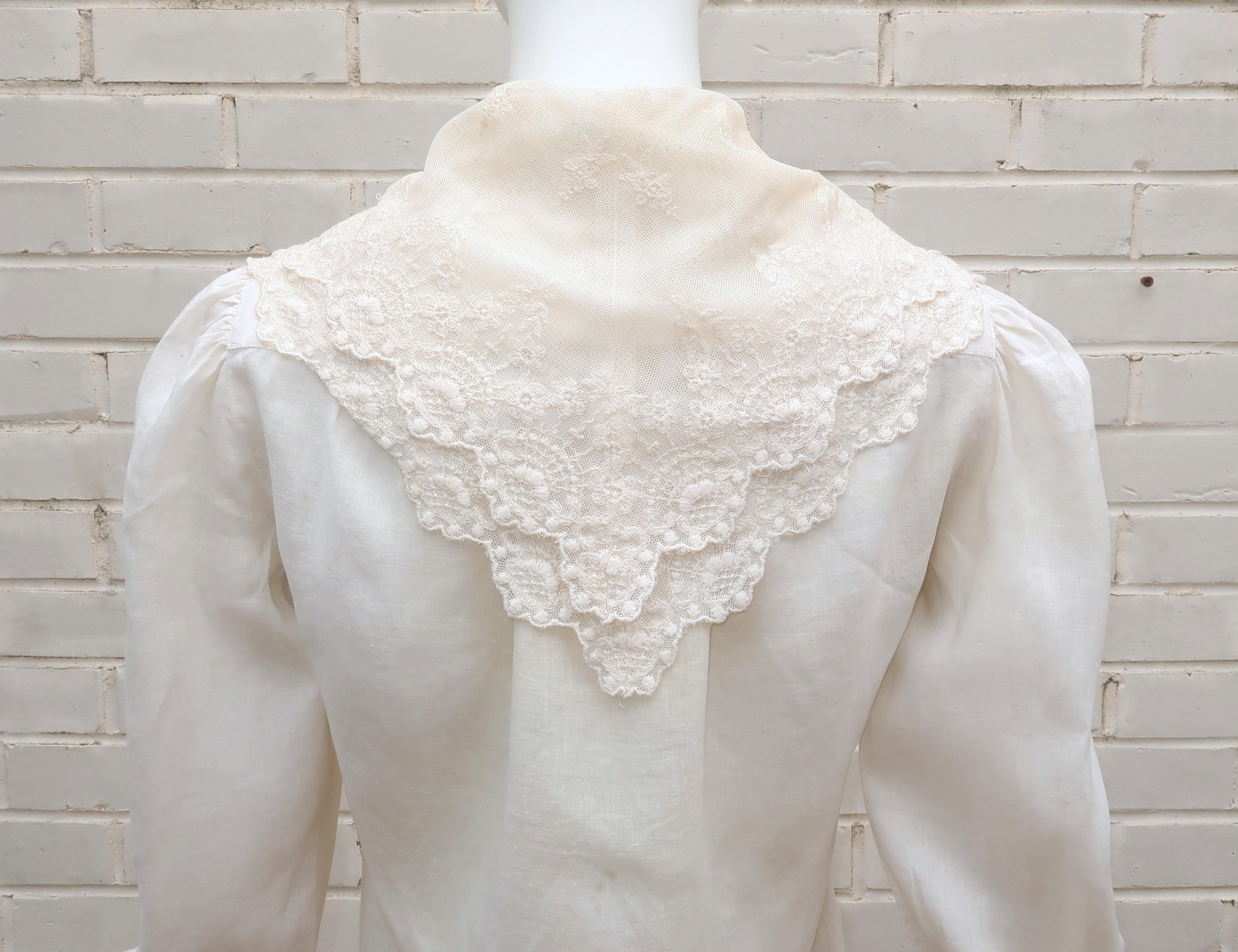 RALPH LAUREN Linen & Lace Blouse, 1980’s 5