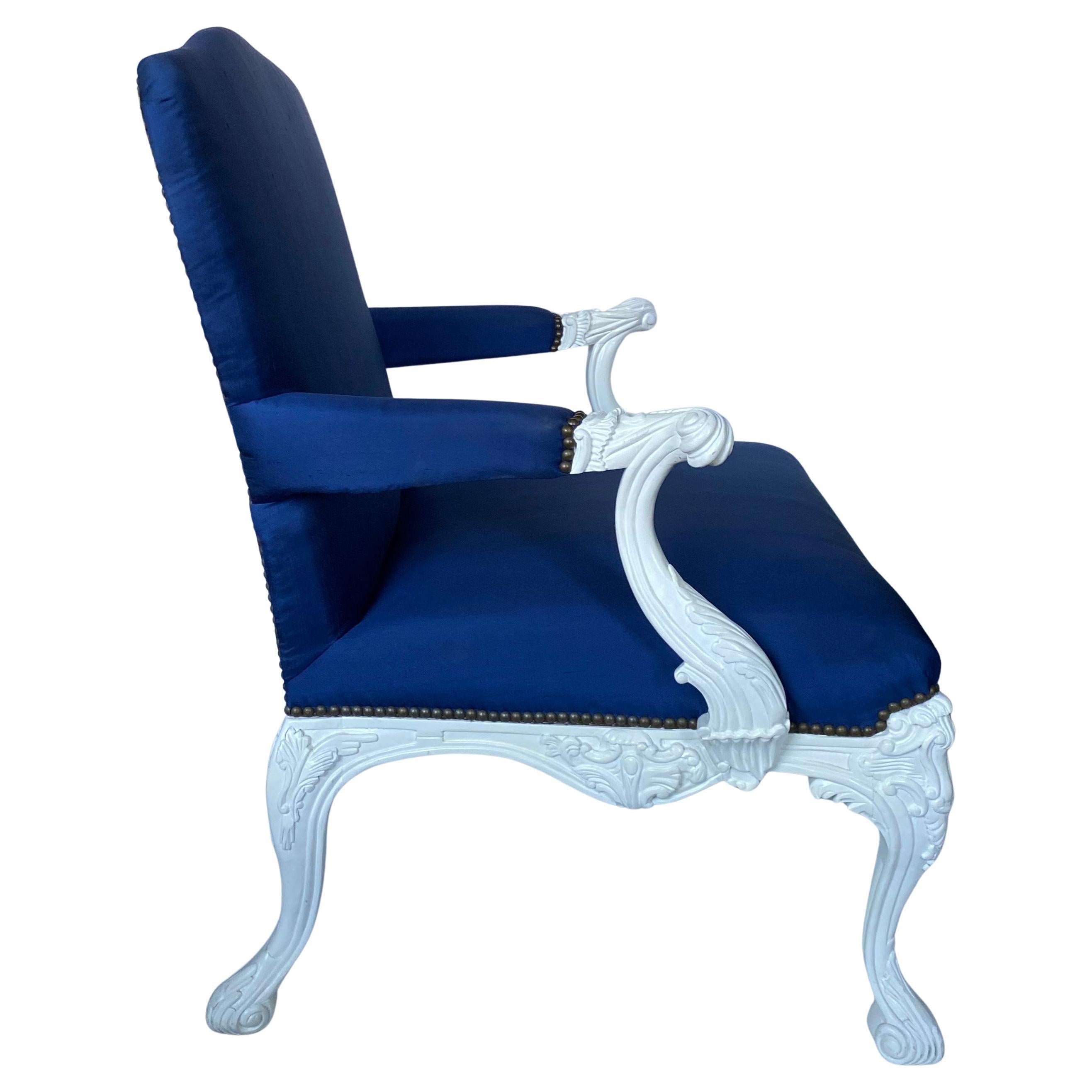 Contemporary Ralph Lauren Louis XVI Style Carved Bergère Armchair For Sale