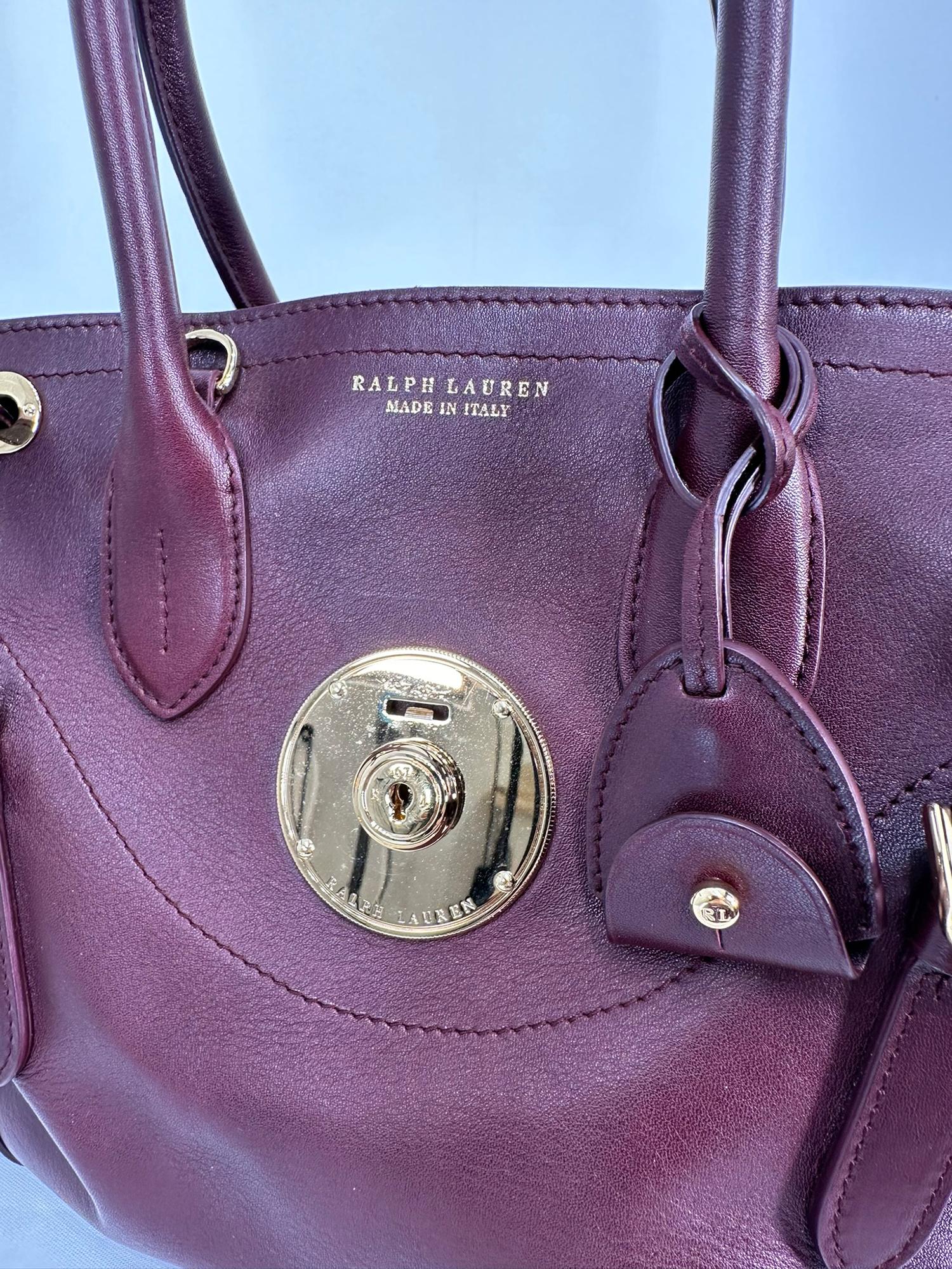 Ralph Lauren Luxe Burgundy Calf Ricky 33 Gold Hardware Handbag with Accessories 11