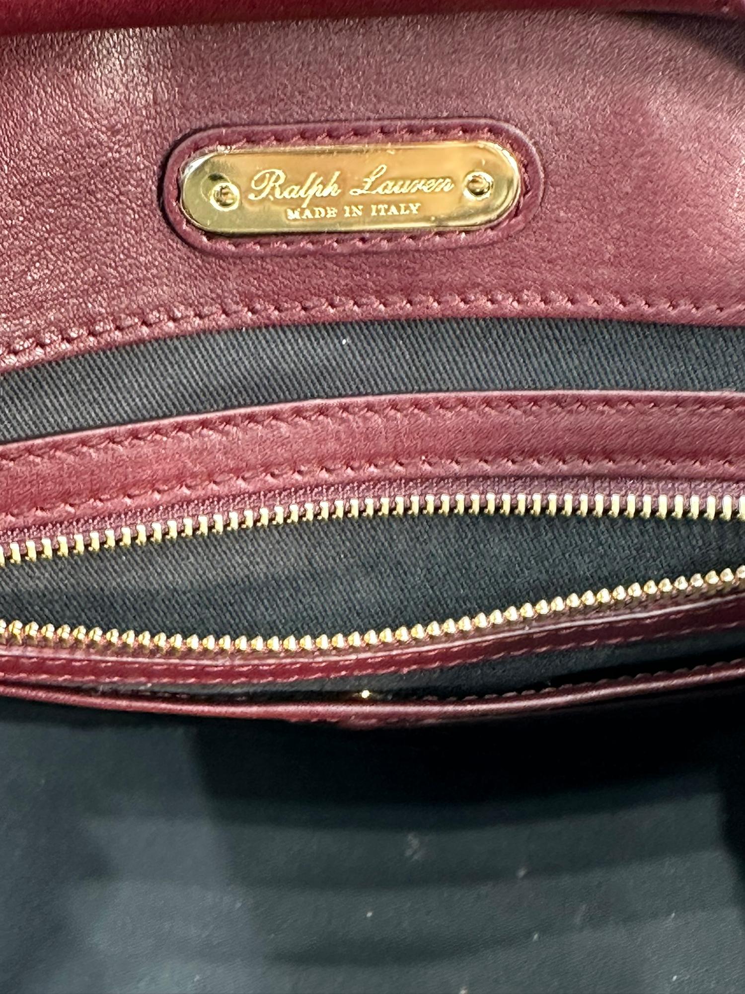 Ralph Lauren Luxe Burgundy Calf Ricky 33 Gold Hardware Handbag with Accessories 12