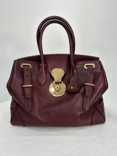 Ralph Lauren Luxe Burgundy Calf Ricky 33 Gold Hardware Handbag with Accessories
