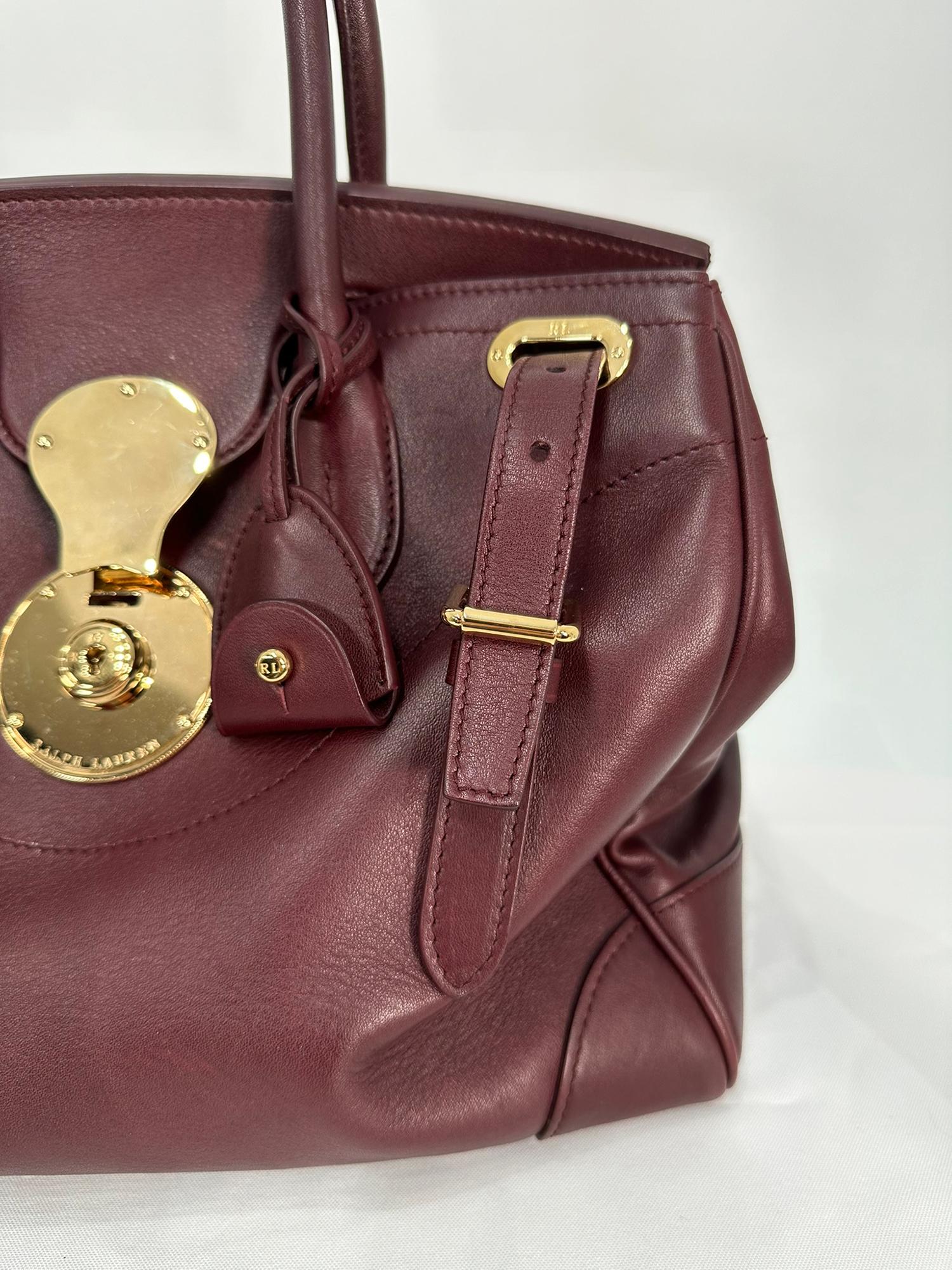 Ralph Lauren Luxe Burgundy Calf Ricky 33 Gold Hardware Handbag with Accessories 1