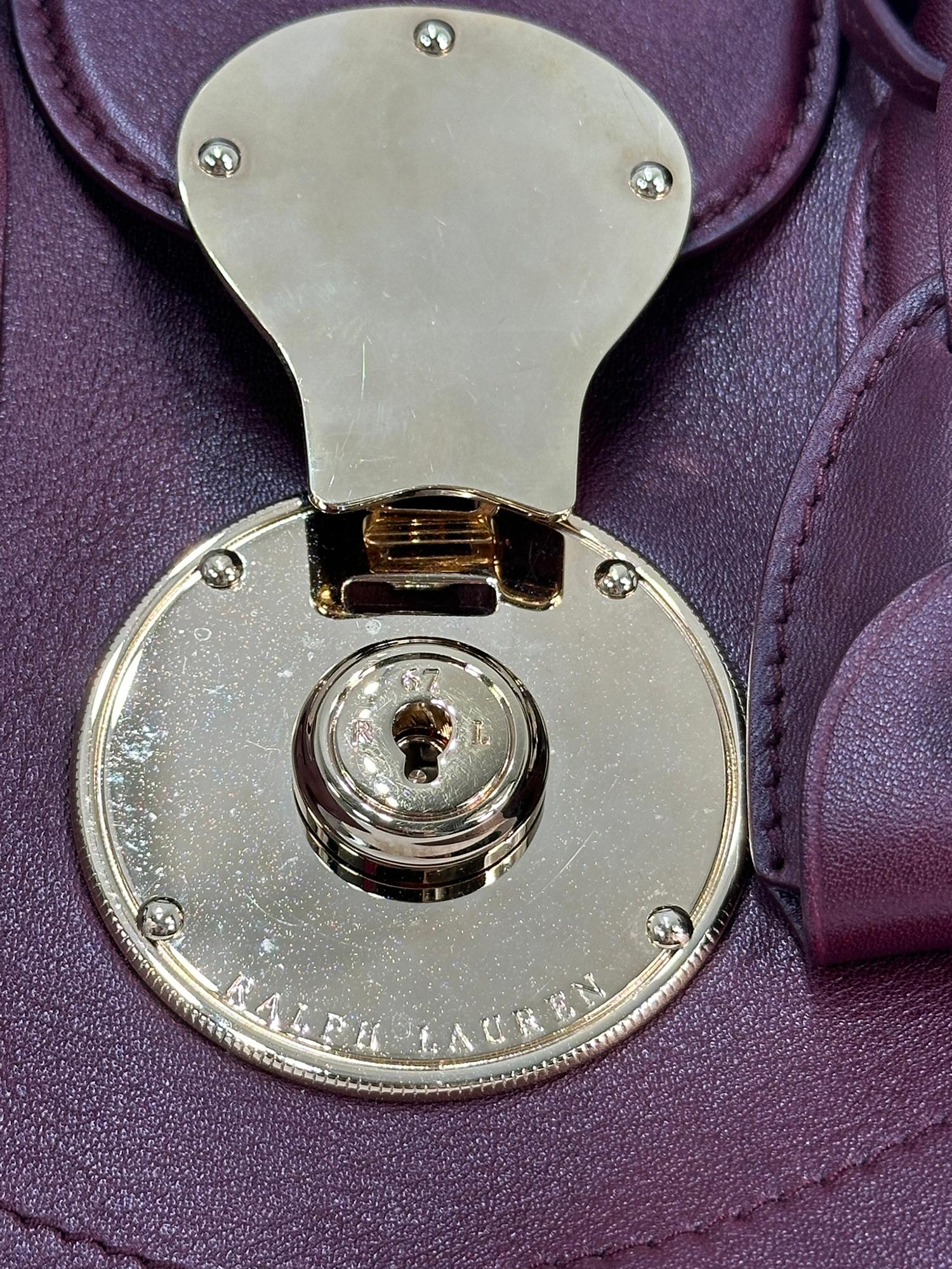 Ralph Lauren Luxe Burgundy Calf Ricky 33 Gold Hardware Handbag with Accessories 2