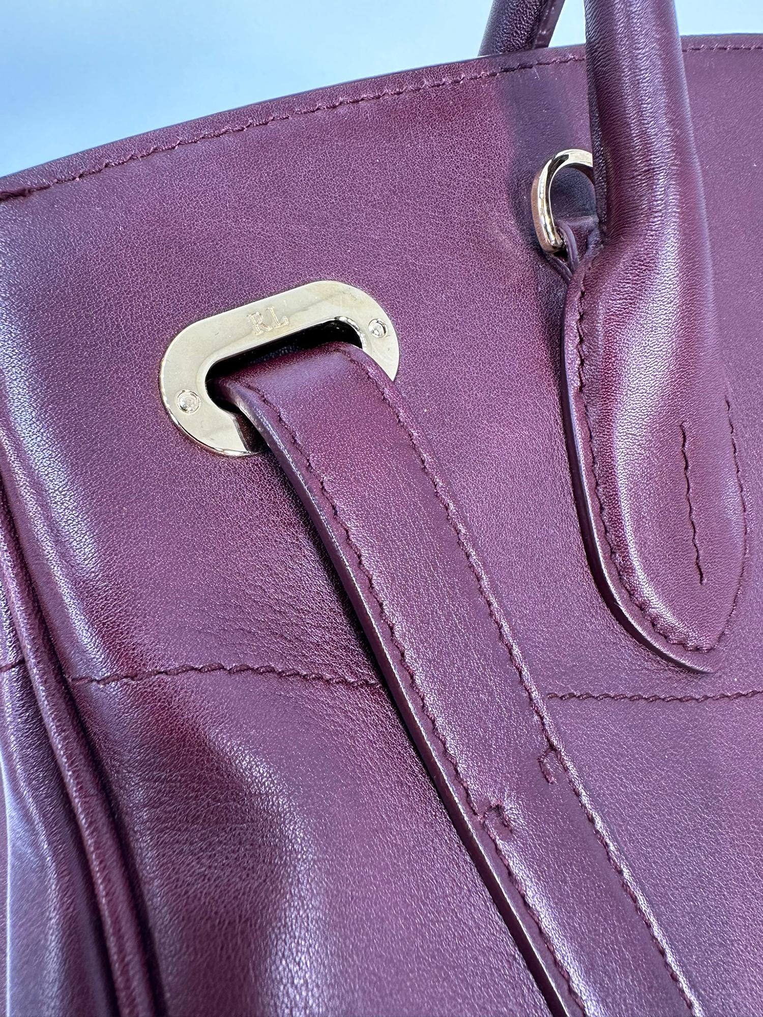 Ralph Lauren Luxe Burgundy Calf Ricky 33 Gold Hardware Handbag with Accessories 4