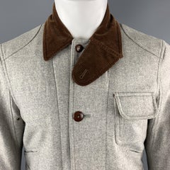 RALPH LAUREN M Light Grey Heather Brown Corduroy Collar Hunter Jacket