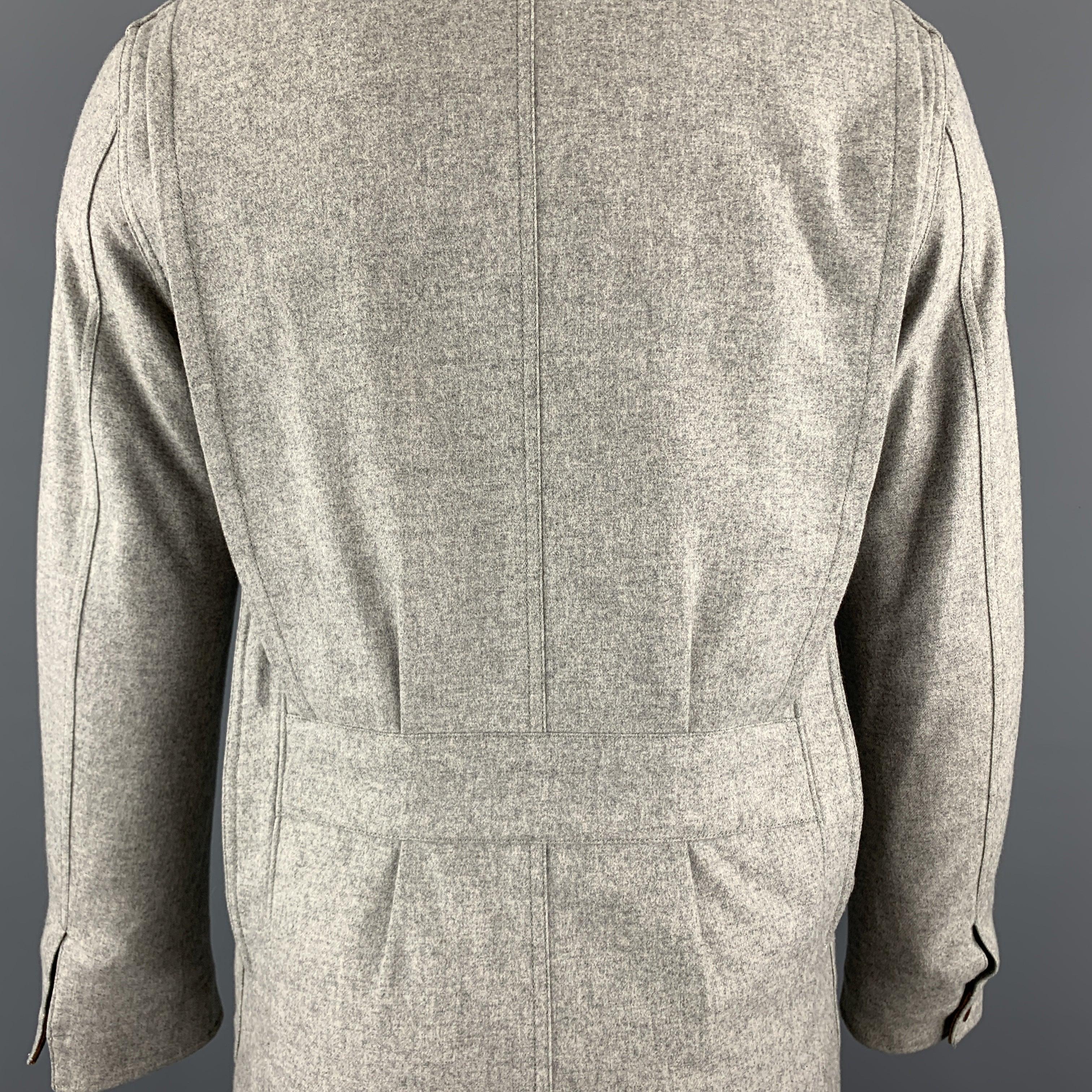 RALPH LAUREN M Light Grey Heather Brown Corduroy Collar Hunter Jacket For Sale 4