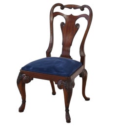 Ralph Lauren Mahogany Dining Chair, Blue Velvet, Labelled