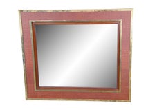 Ralph Lauren Mahagoni Faux Alligator Leder Messing gebändert Vanity Spiegel 50"