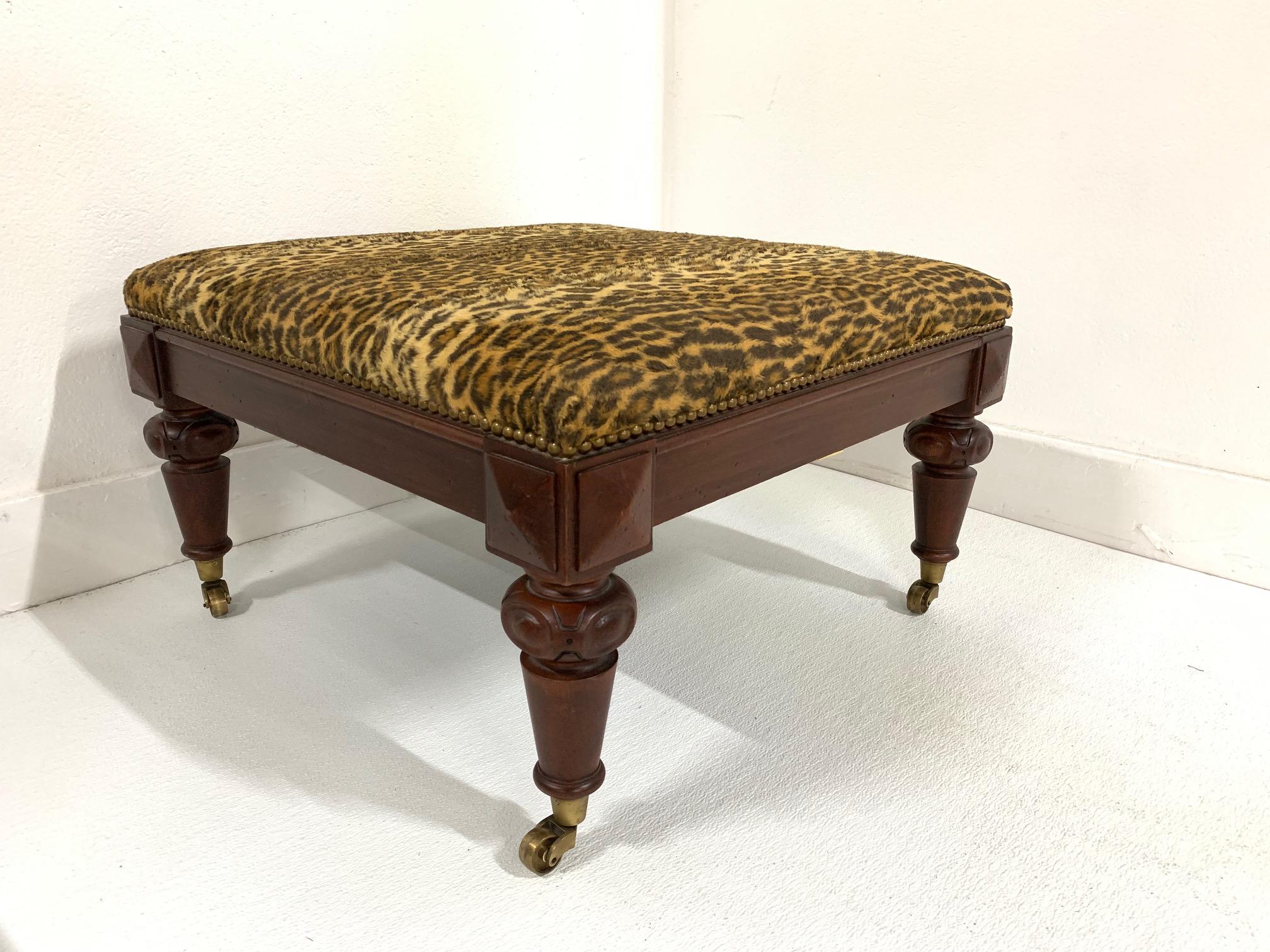Ralph Lauren Mahogany Leopard Print Chair and Ottoman In Good Condition In New York, NY