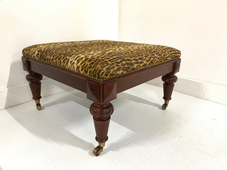 Ralph Lauren Mahogany Leopard Print Chair and Ottoman at 1stdibs