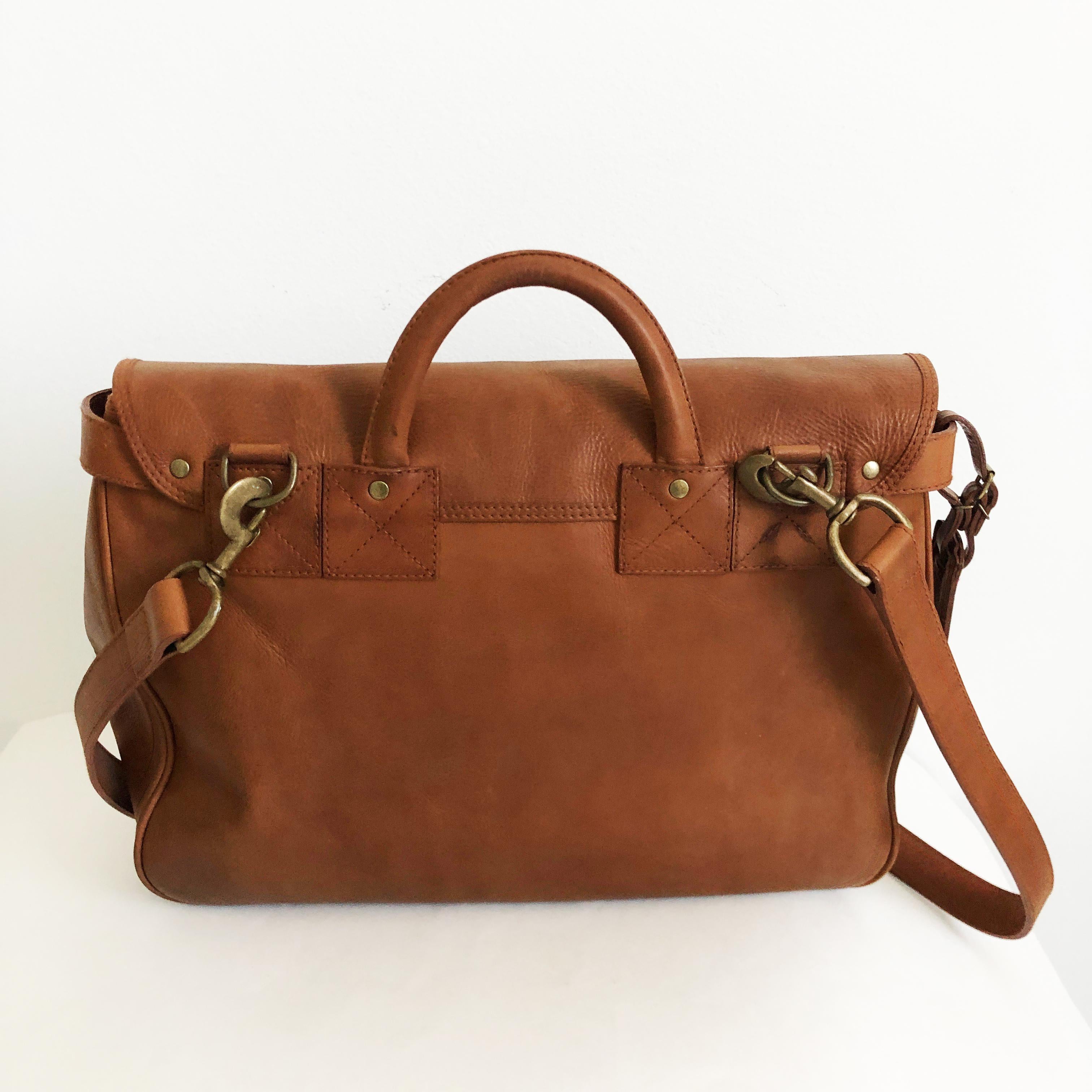 Brown Ralph Lauren Mailbag XL Messenger Burnished Leather Travel Bag RL Country 