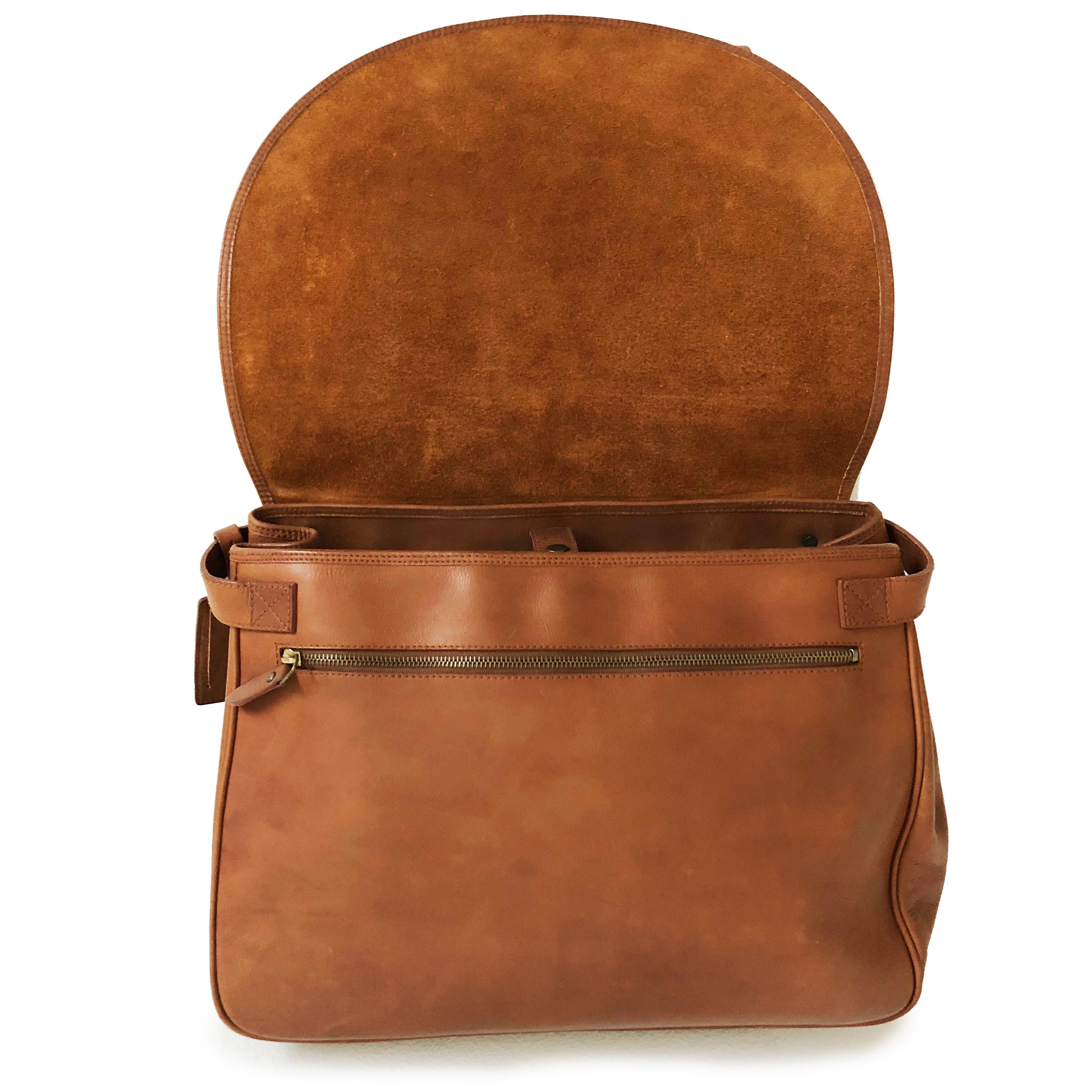 Women's or Men's Ralph Lauren Mailbag XL Messenger Burnished Leather Travel Bag RL Country 