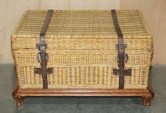 RALPH LAUREN MARSEILLES WiCKER LUGGAGE TRUNK COFFEE TABLE HUGE INTERNAL STORAGE