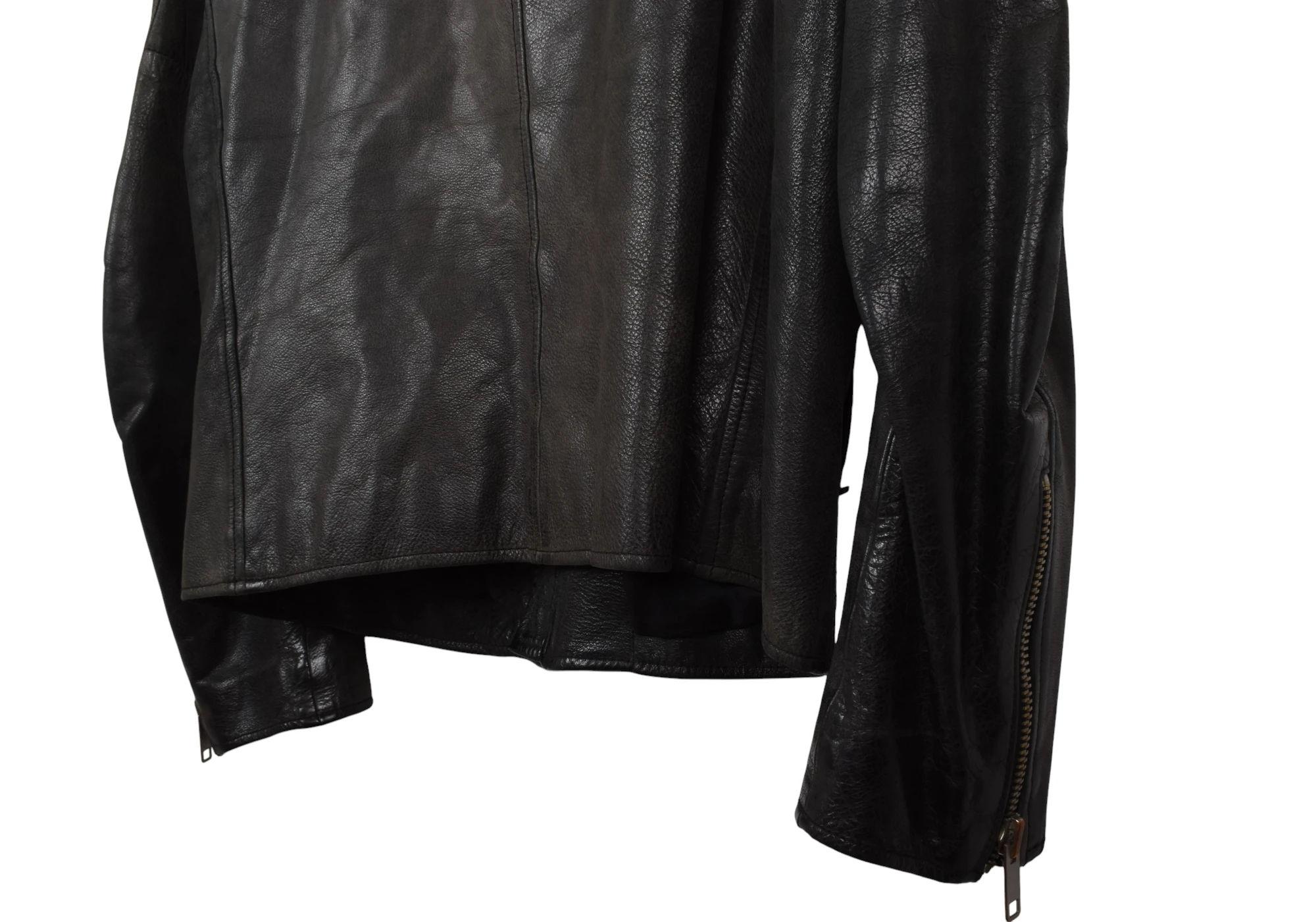 Noir Ralph Lauren Homme Veste en cuir Taille L, S1553 en vente