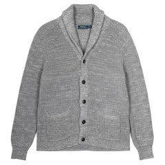 Maglione da uomo in cotone Ralph Lauren, grigio, modello classico, prodotto in Italia