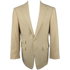Ralph Lauren Men's Khaki and Tan Glenplaid Cashmere Notch Lapel Sport Coat
