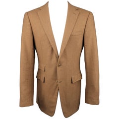 Ralph Lauren Men's Tan Herringbone Cashmere Notch Lapel Sport Coat
