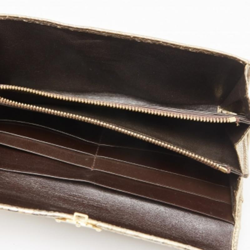 Ralph Lauren Metallic Gold Python Leder Ricky Continental Geldbörse Damen im Angebot