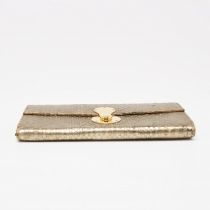 Ralph Lauren Metallic Gold Python Leder Ricky Continental Geldbörse im Angebot 3