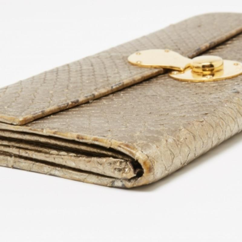 Ralph Lauren Metallic Gold Python Leder Ricky Continental Geldbörse im Angebot 4
